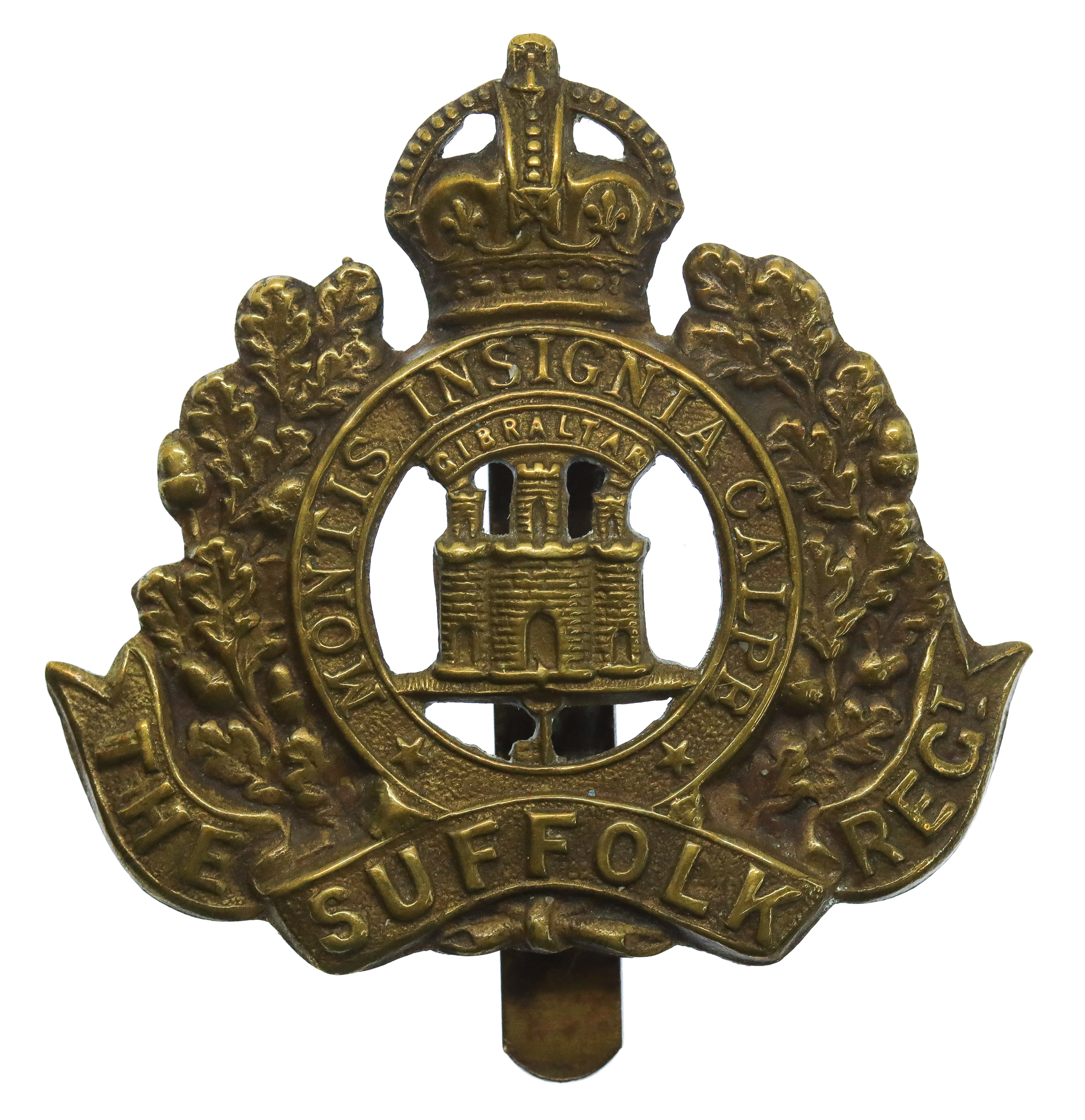 Suffolk Regiment WW1 All Brass Economy Cap Badge