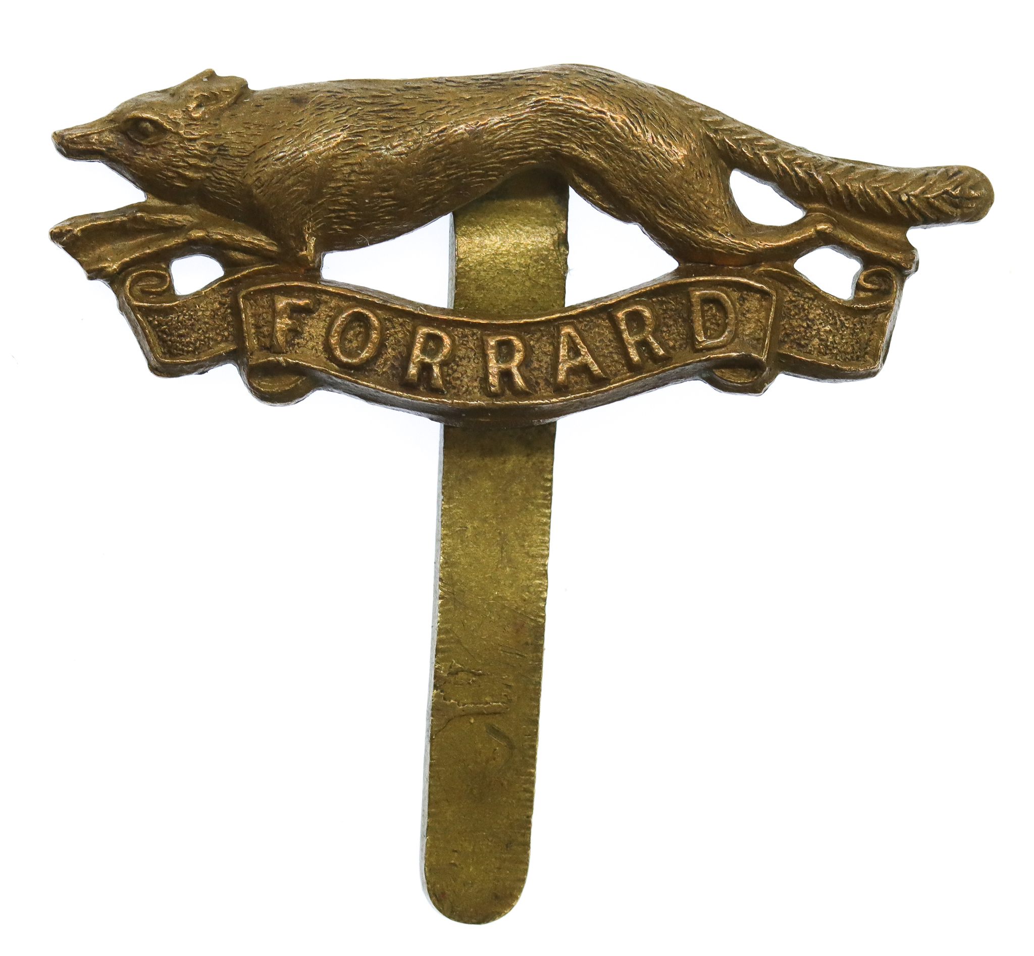 East Riding Yeomanry WWI All Brass Economy Cap Badge