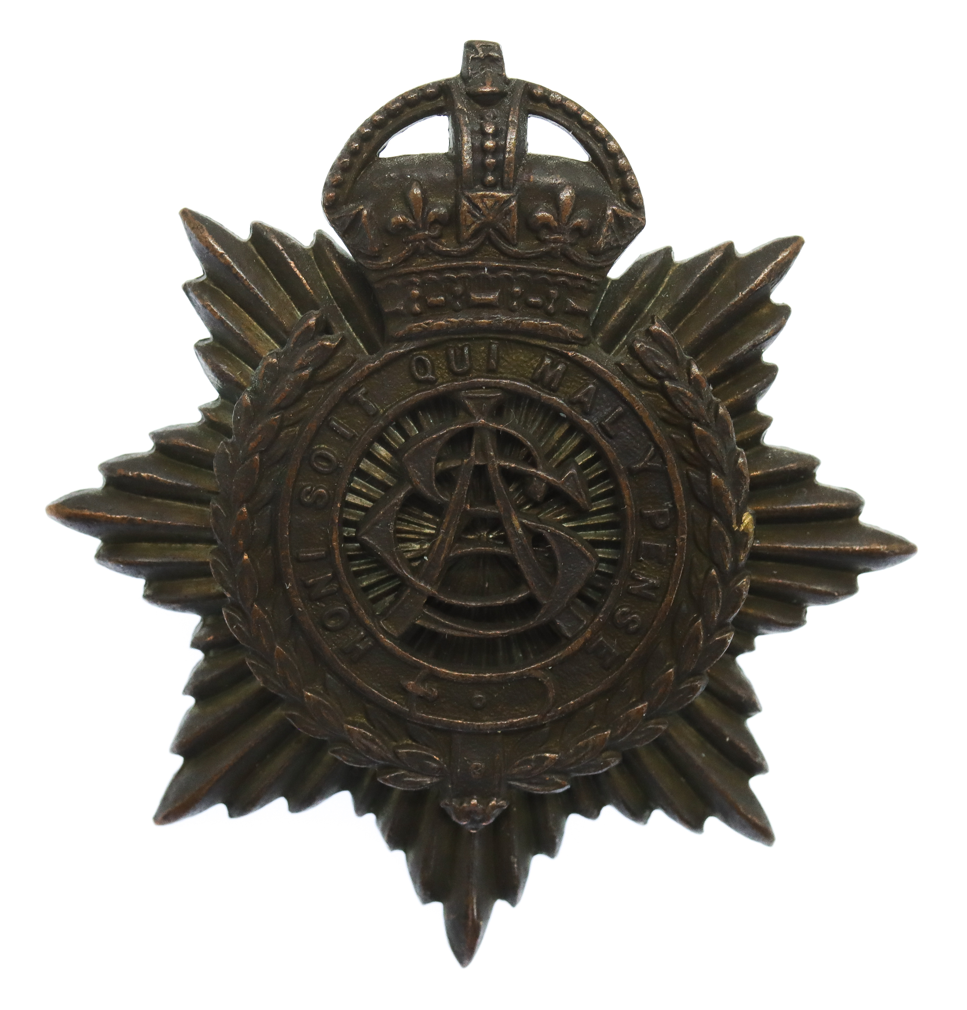 Army Service Corps (A.S.C.) Officer's Service Dress Cap Badge - King's Crown