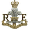 Royal Monmouthshire Royal Engineers Anodised (Staybrite) Cap Badge - Queen's Crown