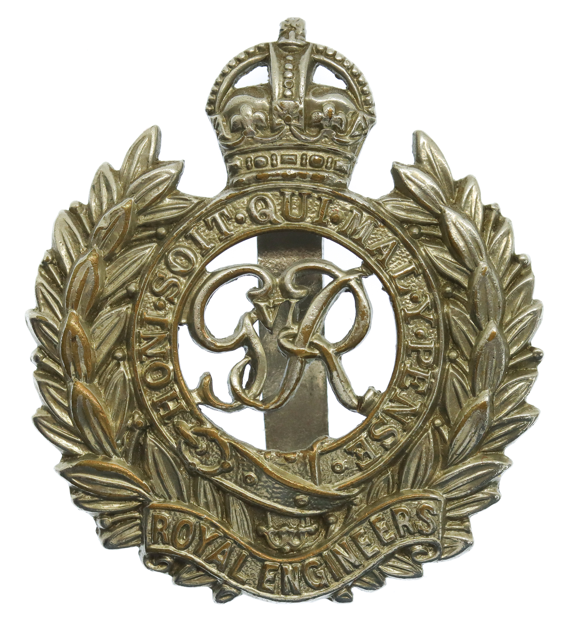George VI Royal Engineers Chrome Cap Badge 