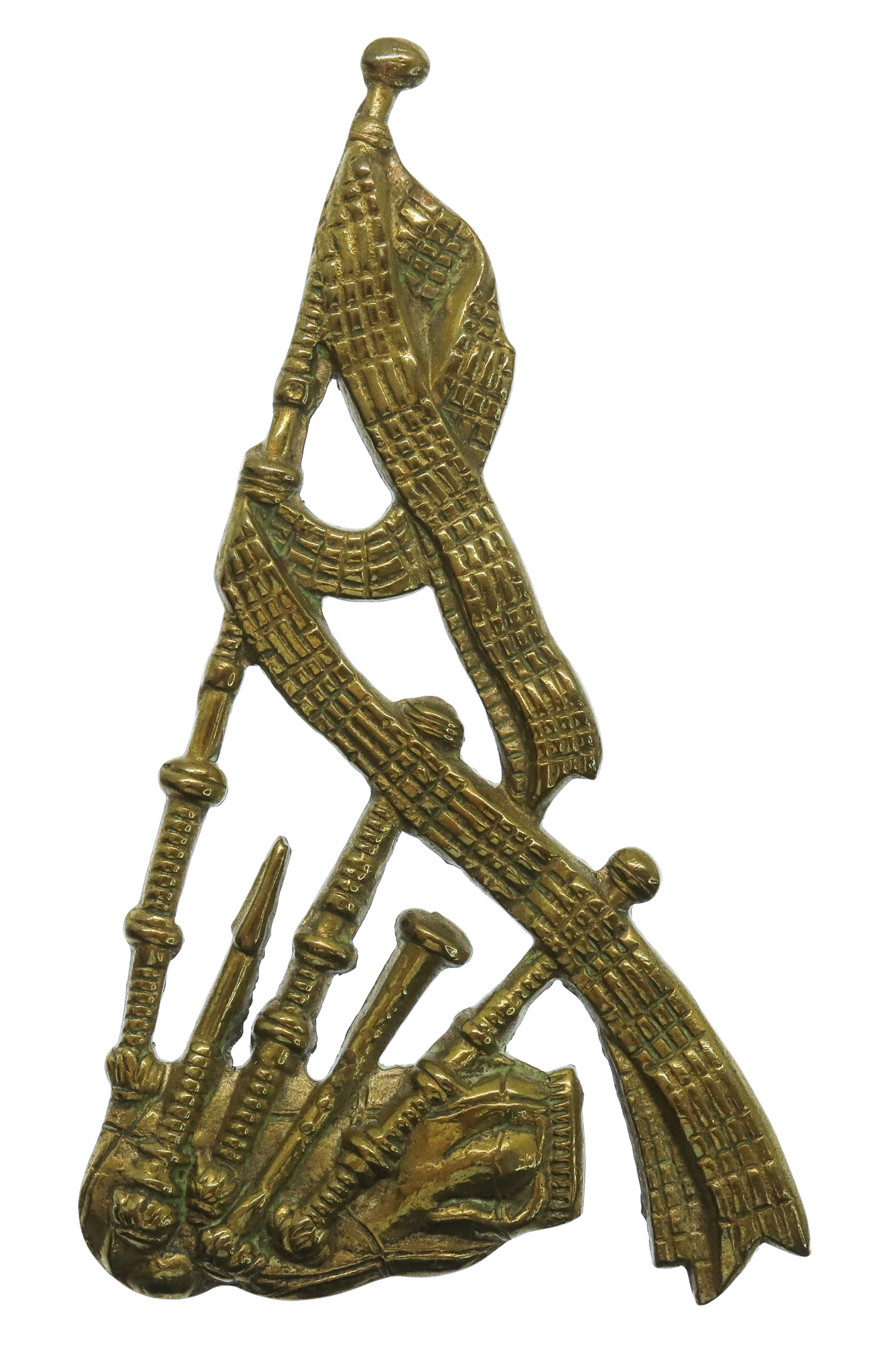 British Army Pipers Brass Arm Badge