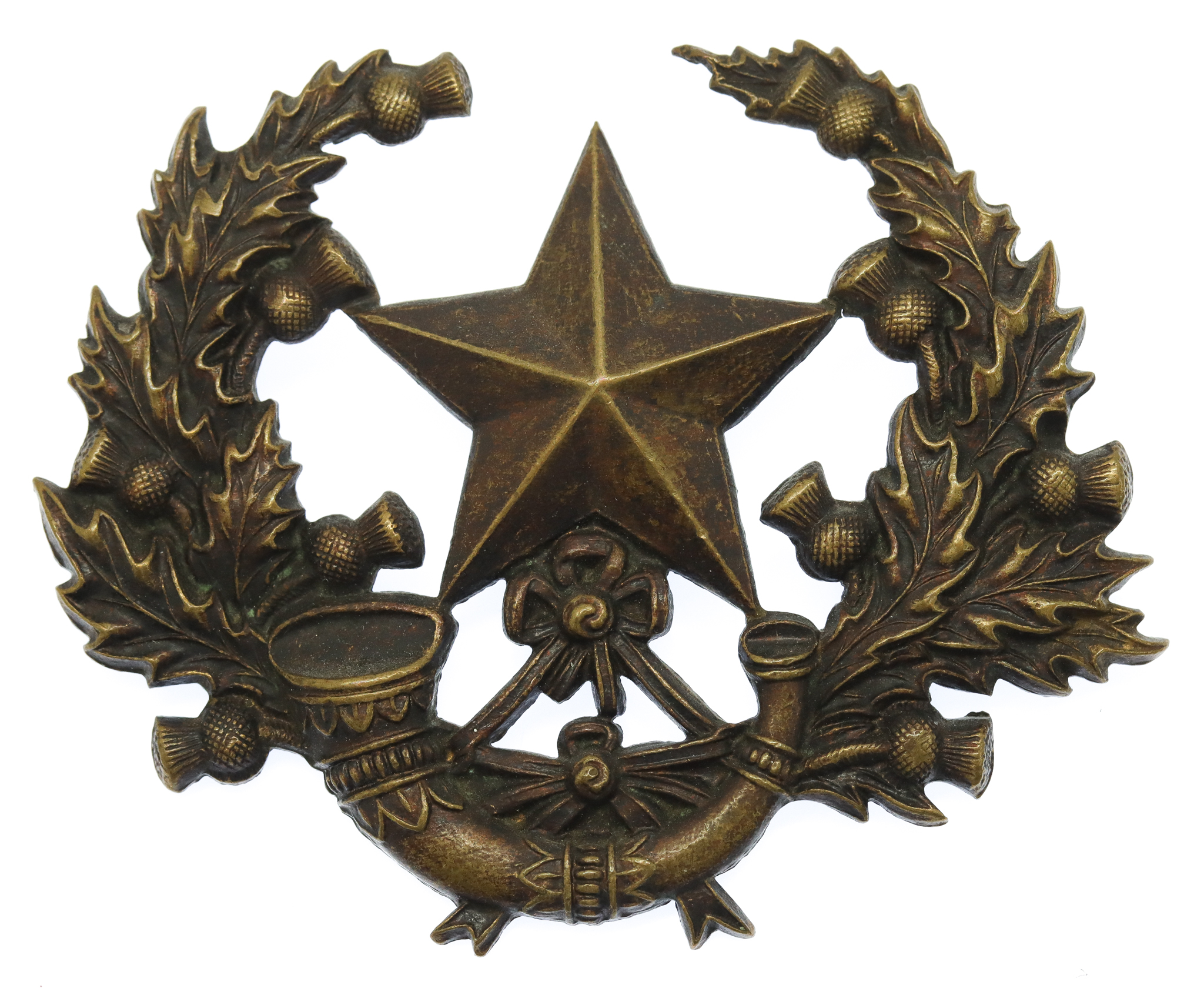 Victorian Cameronians (Scottish Rifles) Blackened Brass Cap Badge