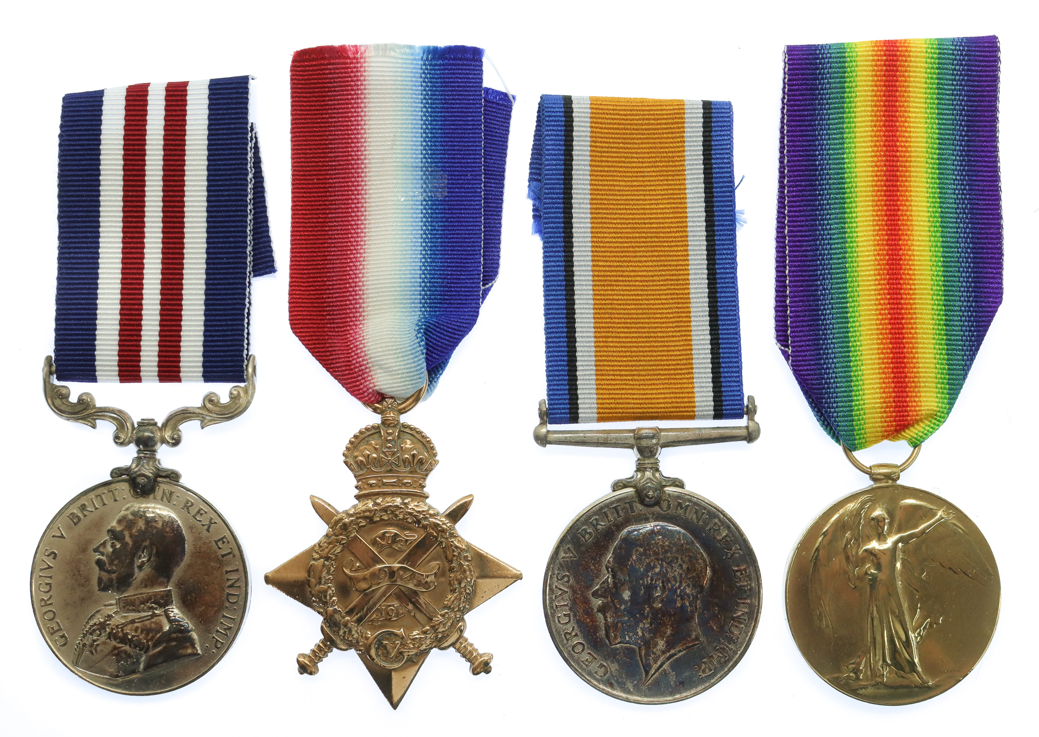 WW1 Military Medal, 1914 Mons Star, British War & Victory Medal Group of Four - Cpl. J. Sheppard, Rifle Brigade - Wounded