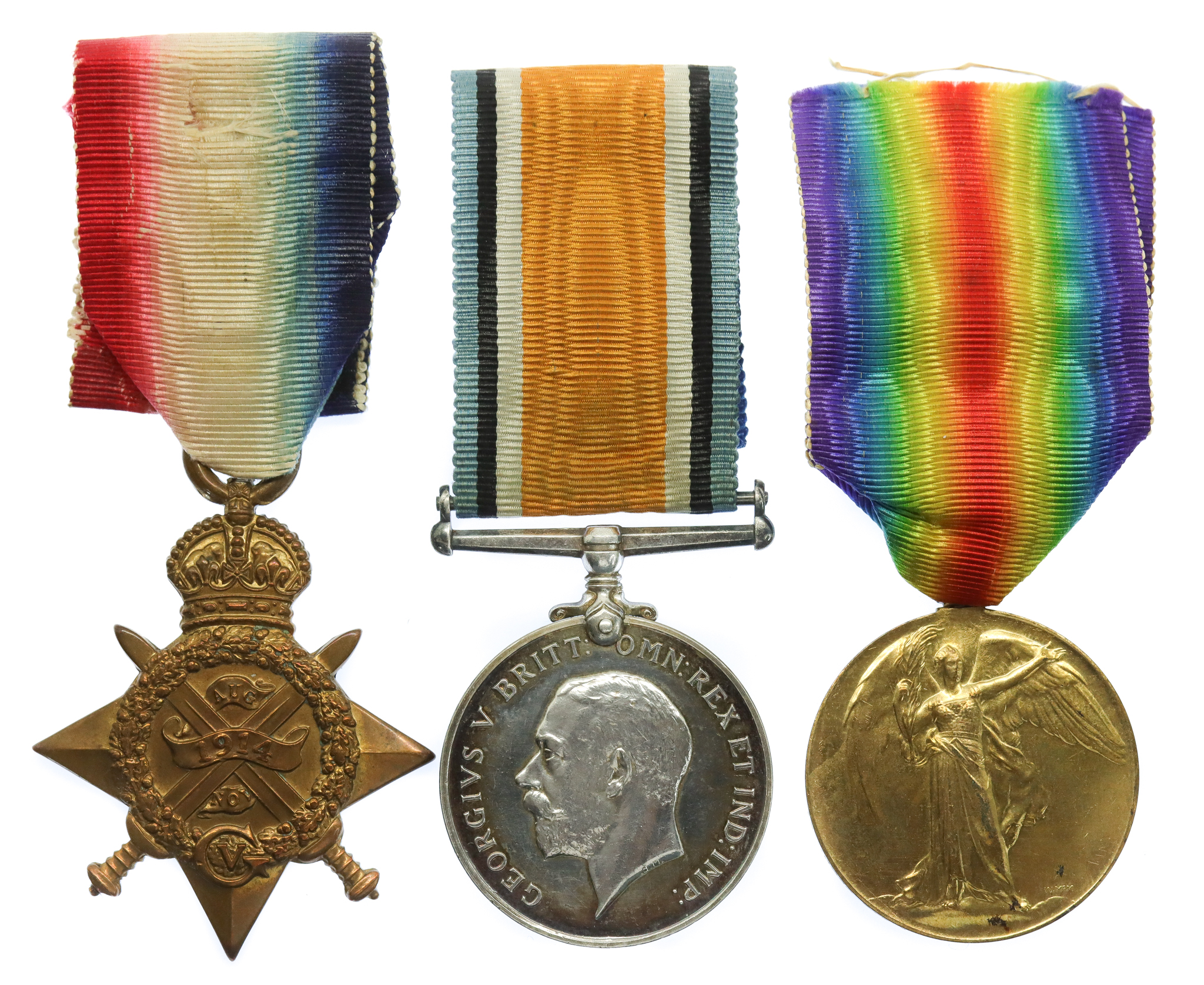 WW1 1914 Mons Star Medal Trio - Pte. J. McKay, 6th Bn. Gordon Highlanders - K.I.A. 25/9/15