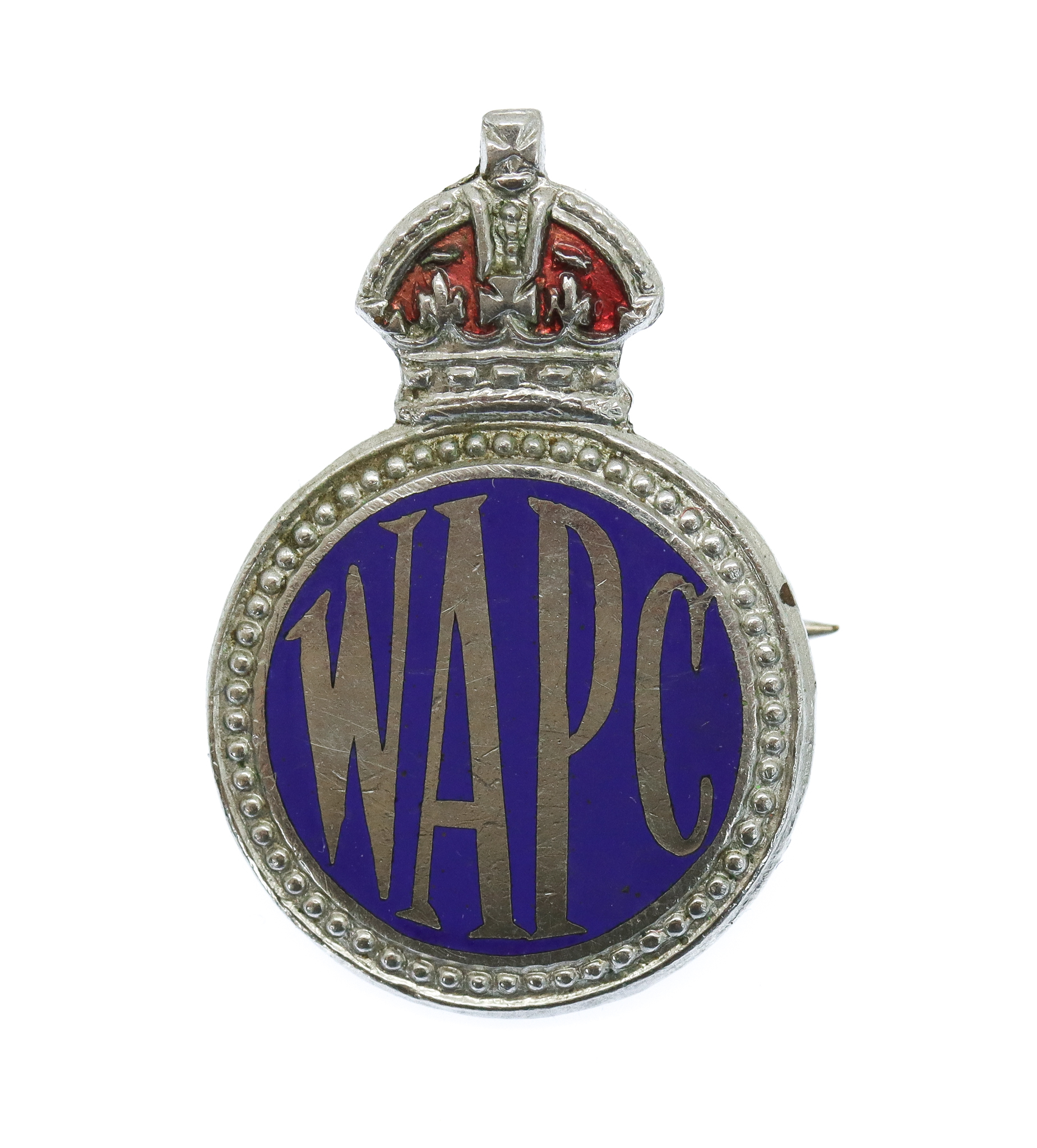 Women's Auxiliary Police Corps (W.A.P.C.) Enamelled Lapel Badge - King's Crown