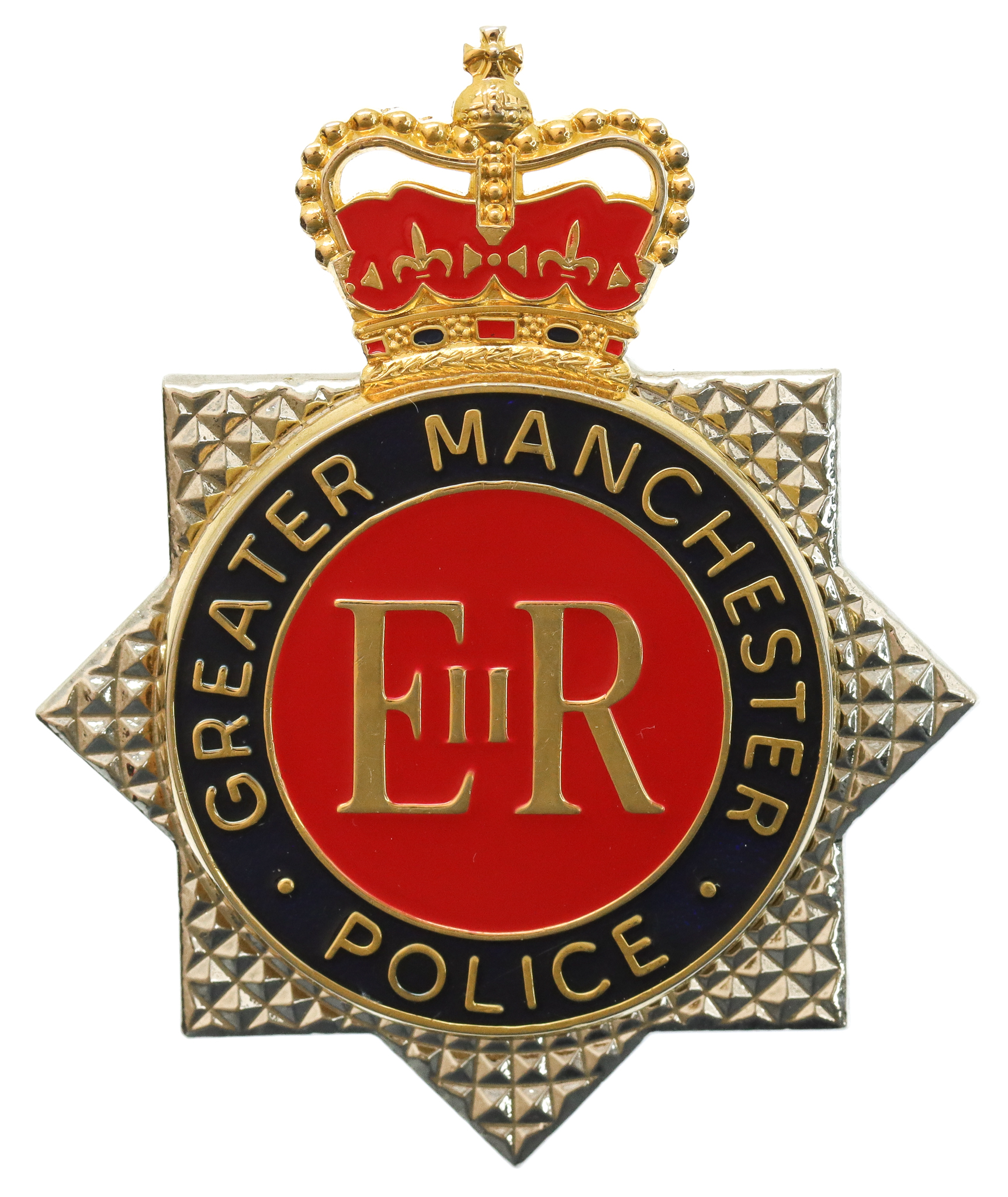 Greater Manchester Police Enamelled Star Cap Badge - Queen's Crown