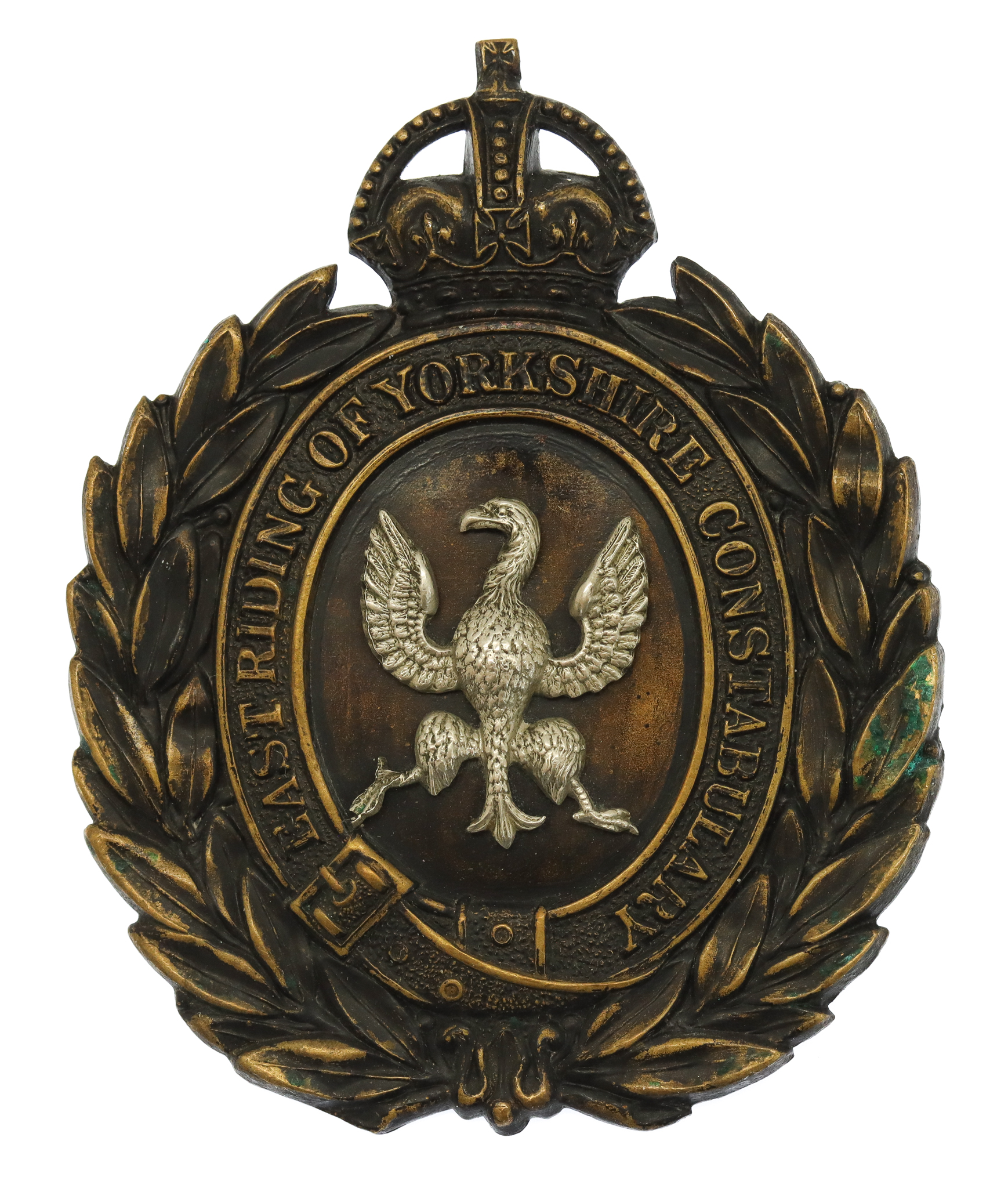 East Riding of Yorkshire Constabulary Wreath Helmet Plate - King's Crown