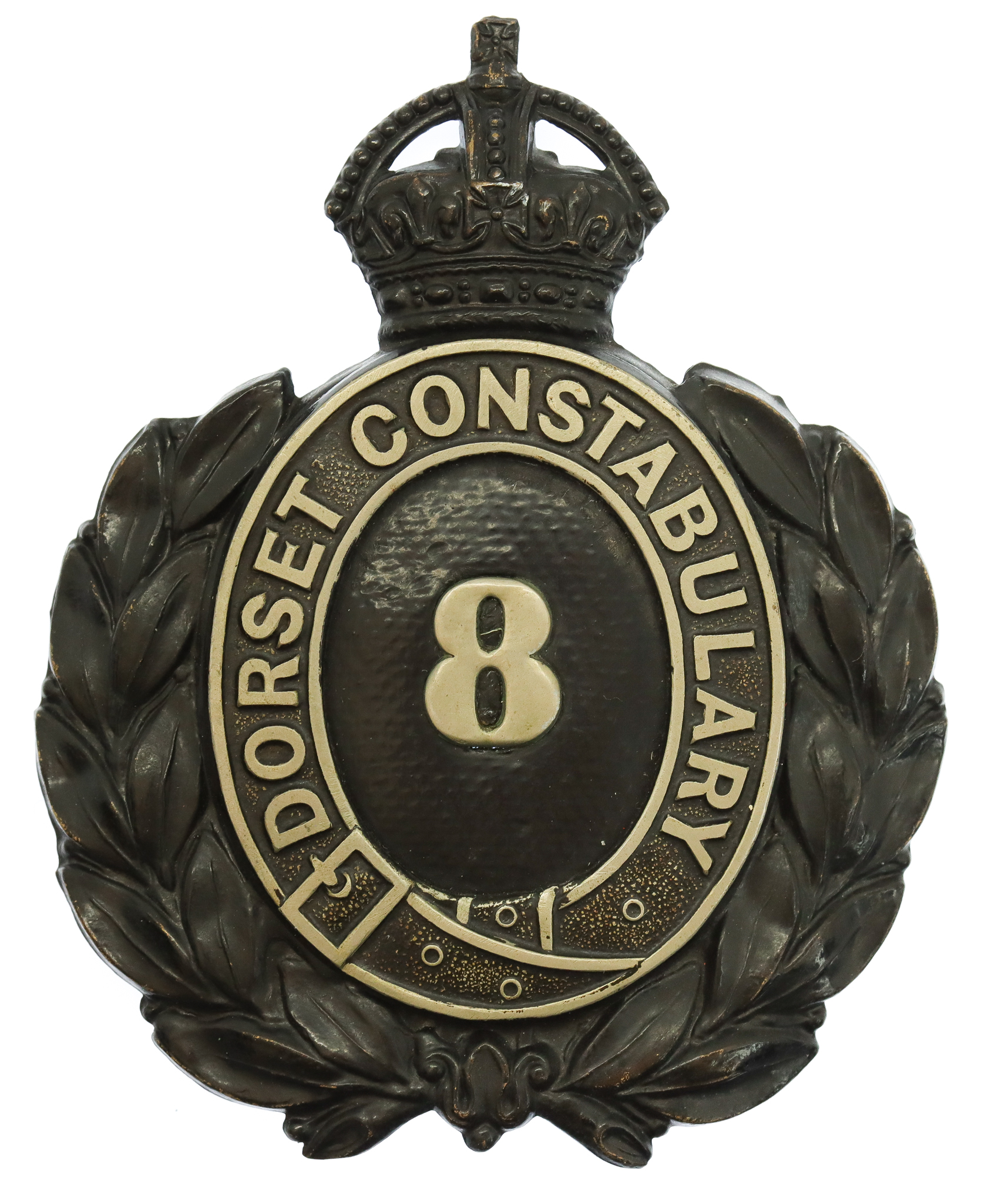 Dorset Constabulary Wreath Helmet Plate - King's Crown