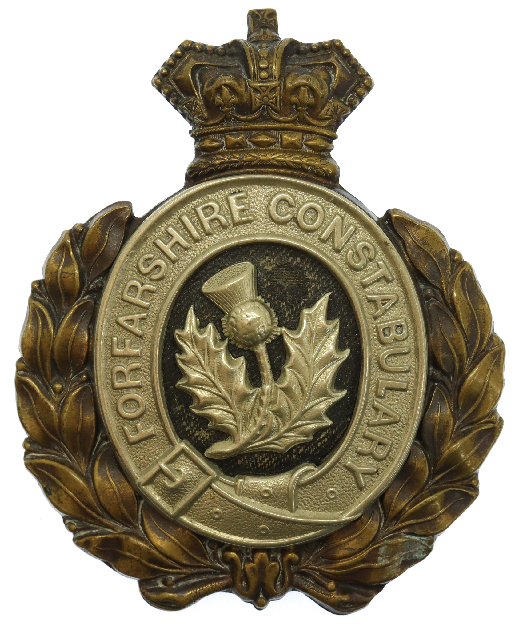 Victorian Forfarshire Constabulary Wreath Helmet Plate