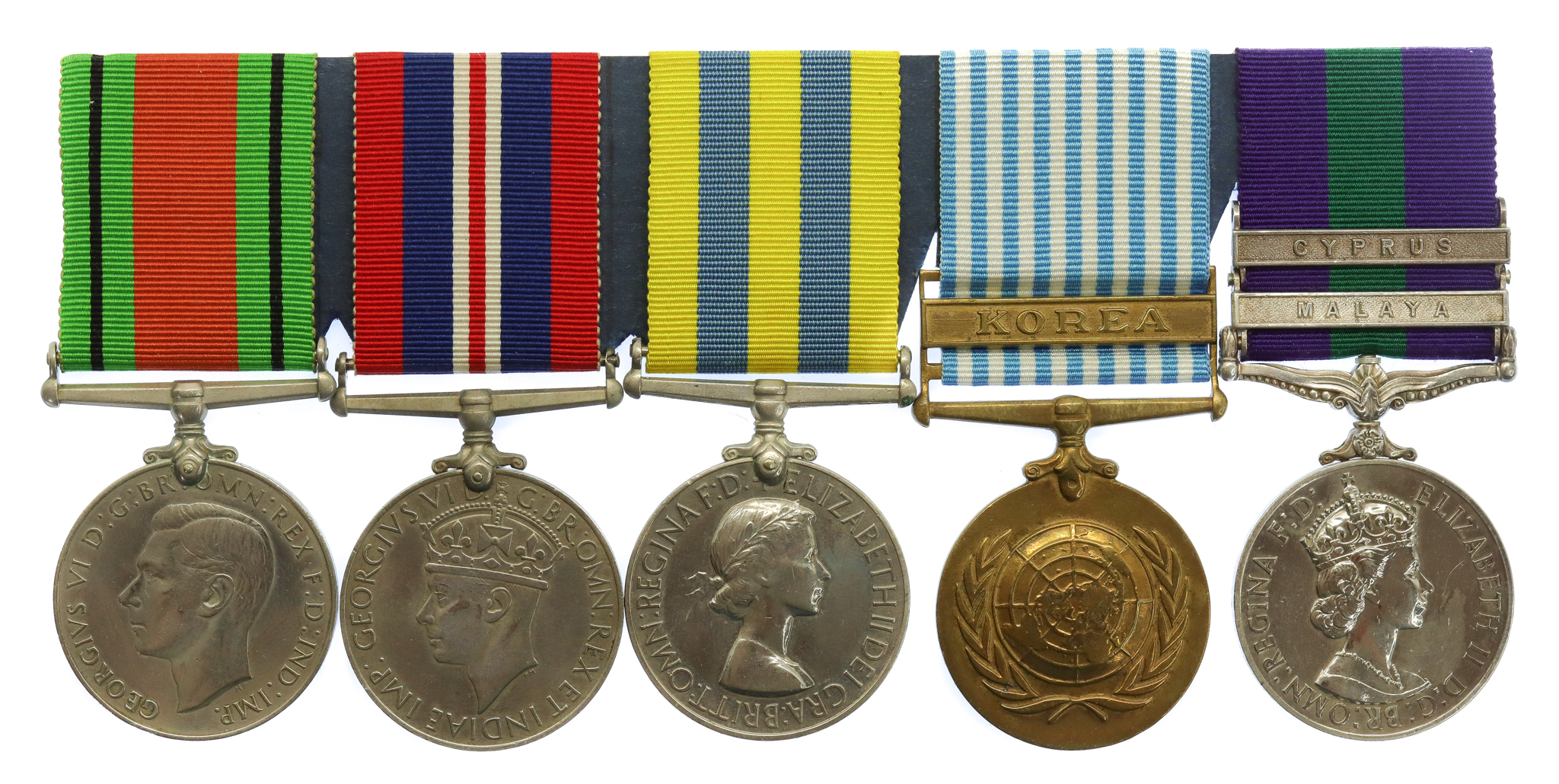 WW2, Korean War and GSM (Clasps - Malaya, Cyprus) Medal Group of Five - Cpl. V.F.C. Card, 1st Bn. Royal West Kent Regiment (attached 1st Bn. Middlesex Regiment)