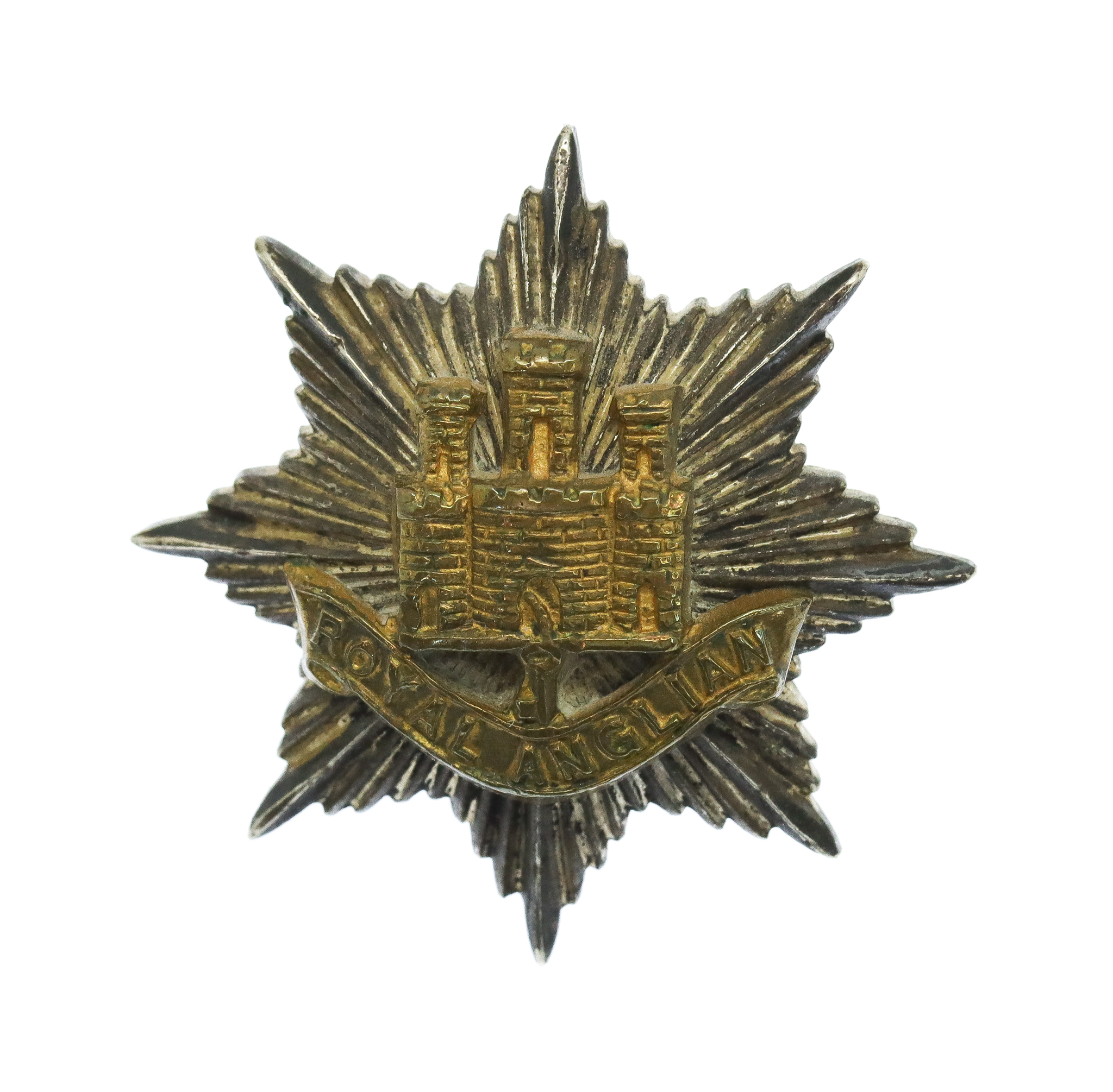 Royal Anglian Regiment Officer's Silvered & Gilt Cap Badge