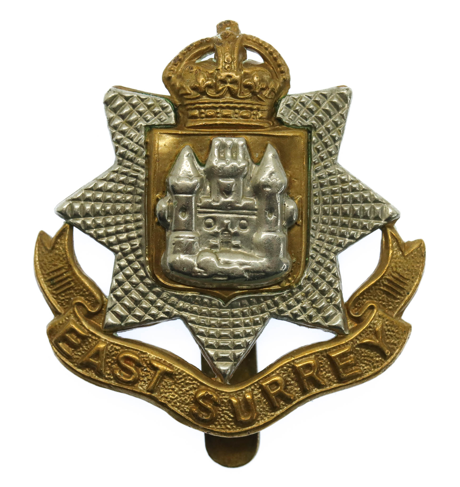 East Surrey Regiment Cap Badge - King's Crown