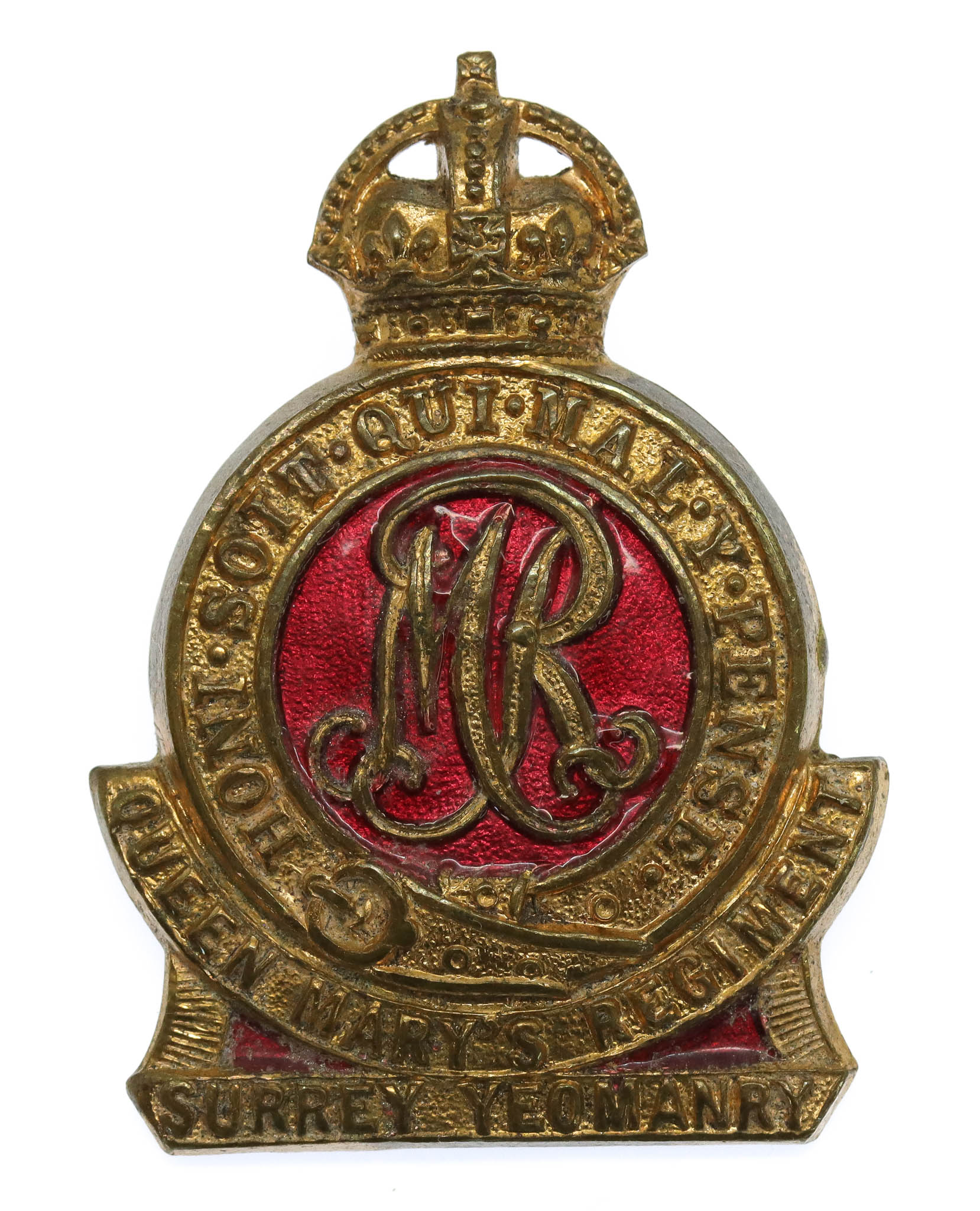 Surrey Yeomanry (Queen Mary's Regiment) Cap Badge - King's Crown