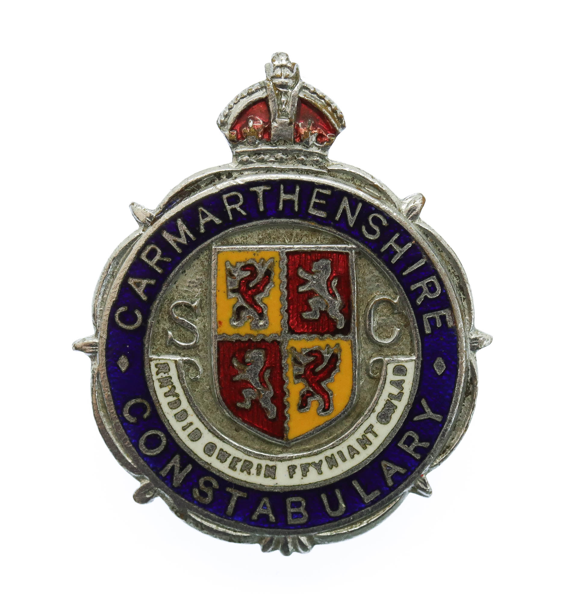  Carmarthenshire Special Constabulary Enamelled Lapel Badge - King's Crown