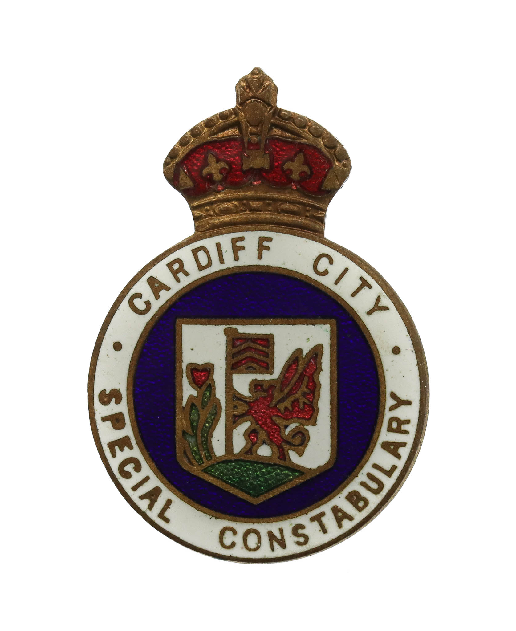Cardiff City Special Constabulary Enamelled Lapel Badge - King's Crown