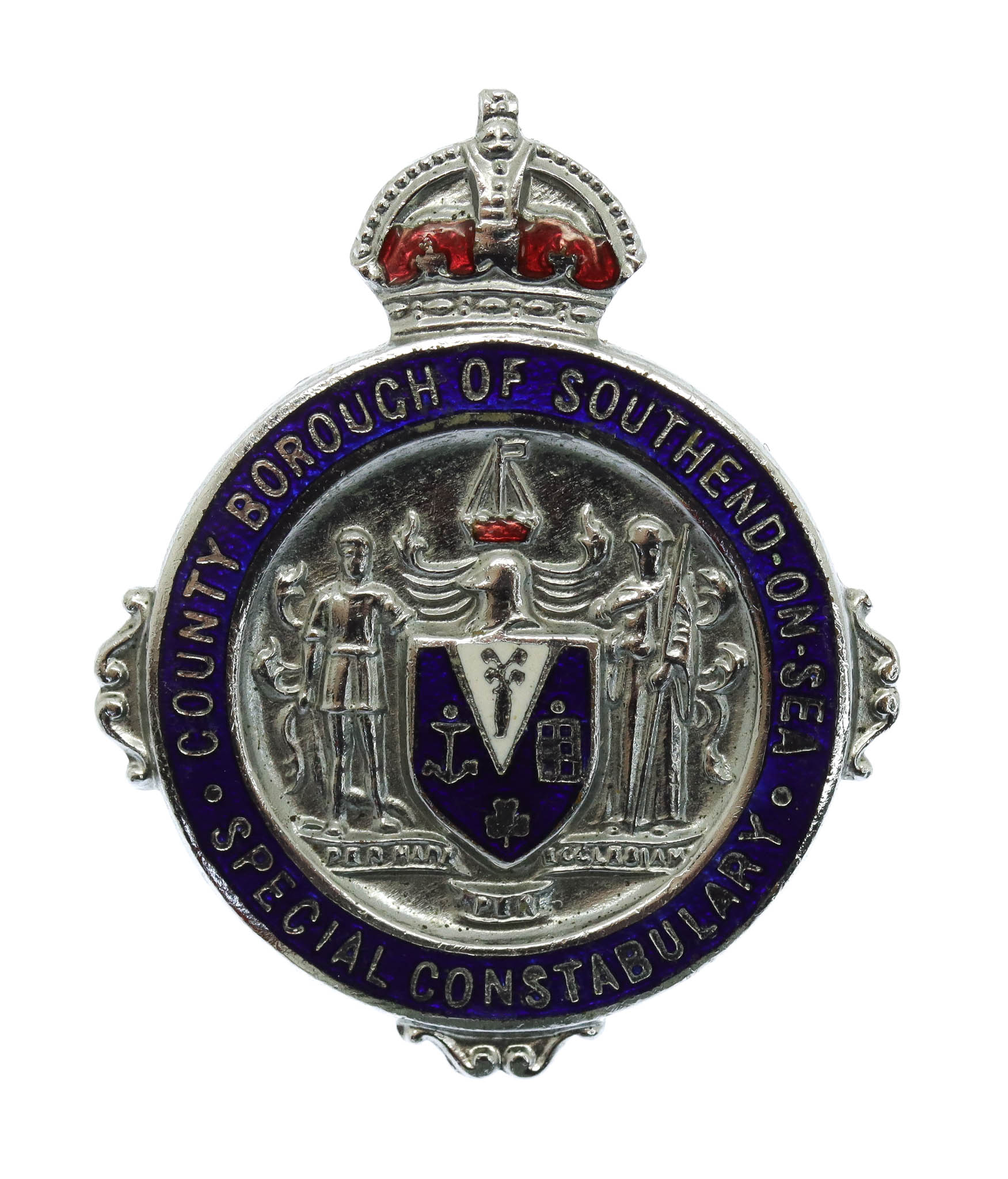 County Borough of Southend-on-Sea Special Constabulary Enamelled Cap Badge - King's Crown