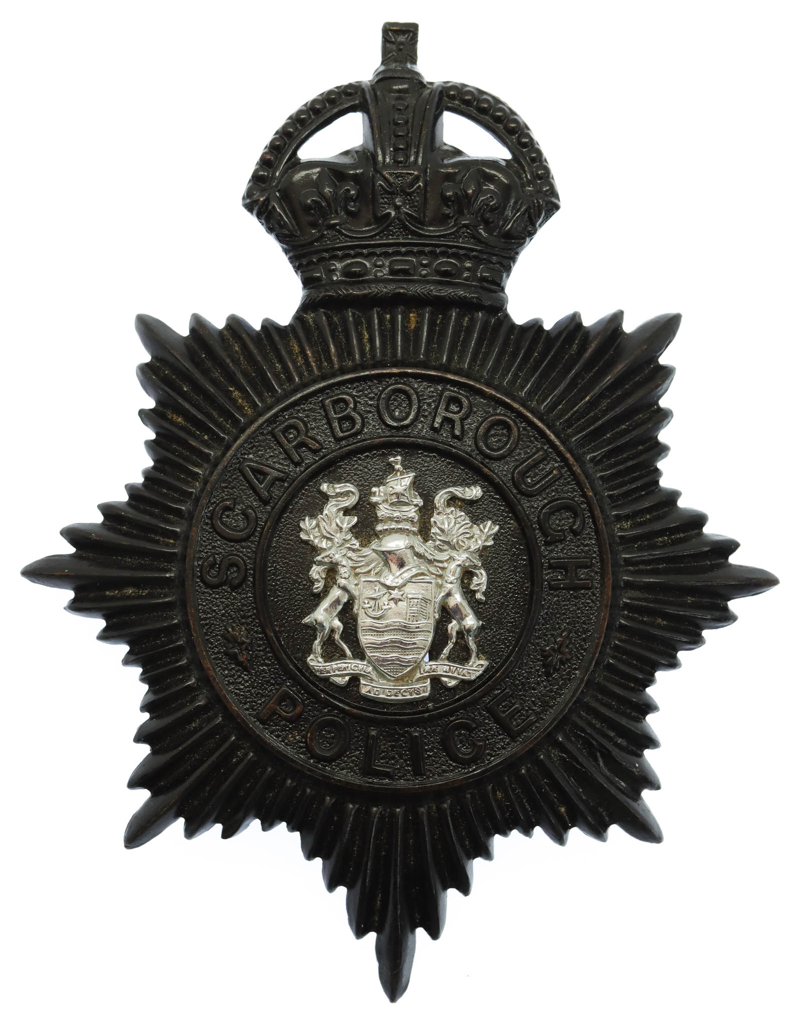 Scarborough Borough Police Night Helmet Plate - King's Crown