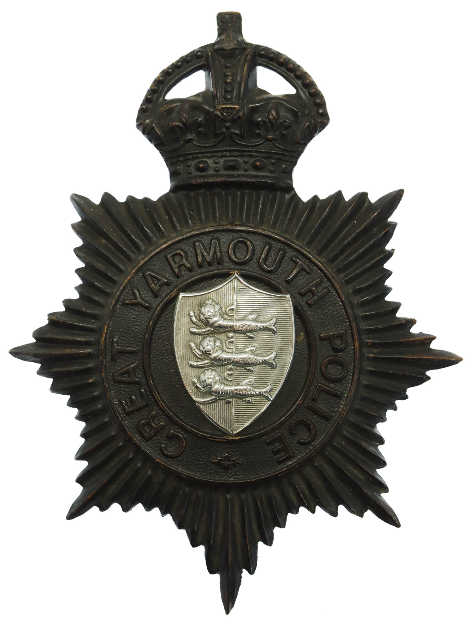 Great Yarmouth Police Night Helmet Plate - King's Crown