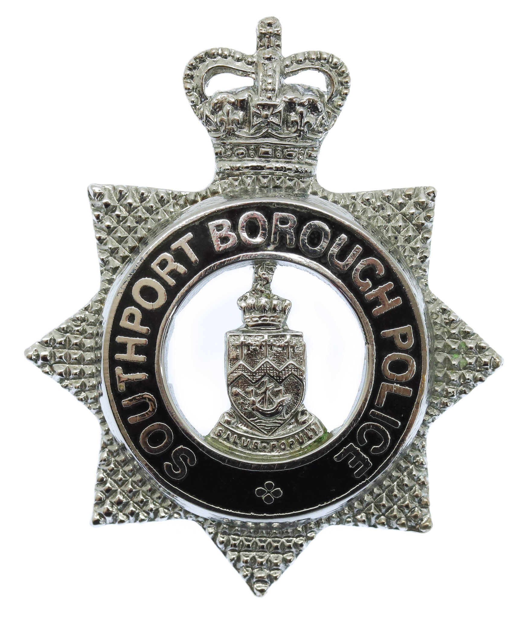 Southport Borough Police Senior Officer's Enamelled Cap Badge - Queen's Crown