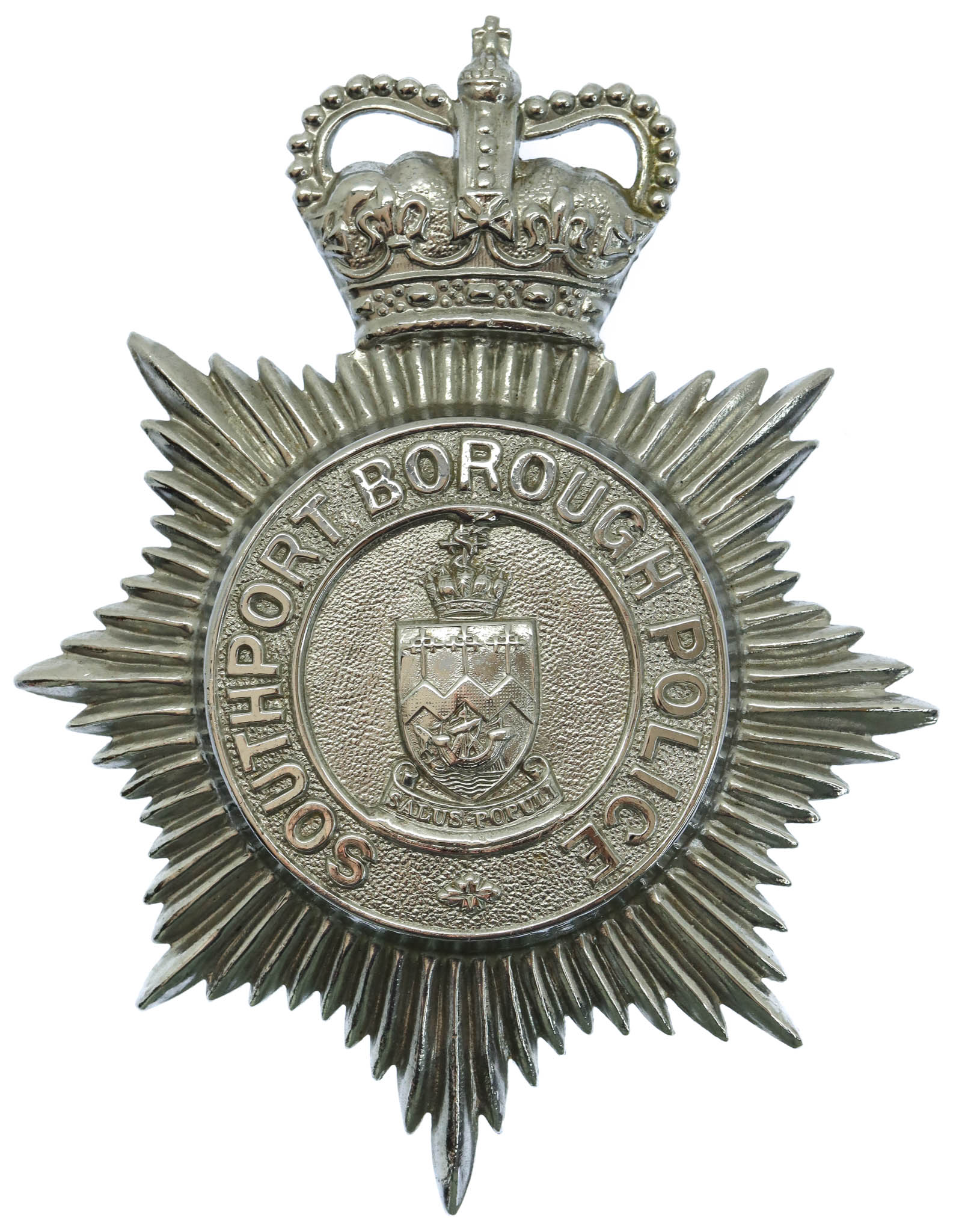 Southport Borough Police Helmet Plate - Queen's Crown