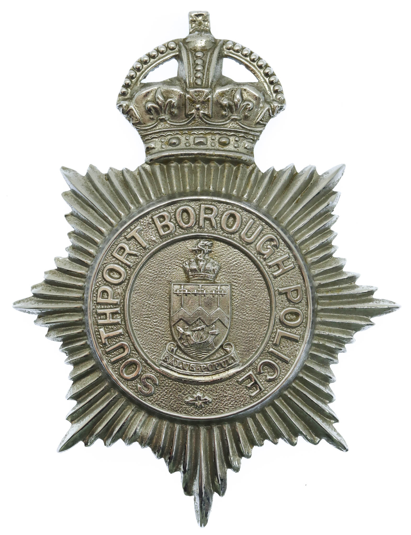 Southport Borough Police Helmet Plate - King's Crown