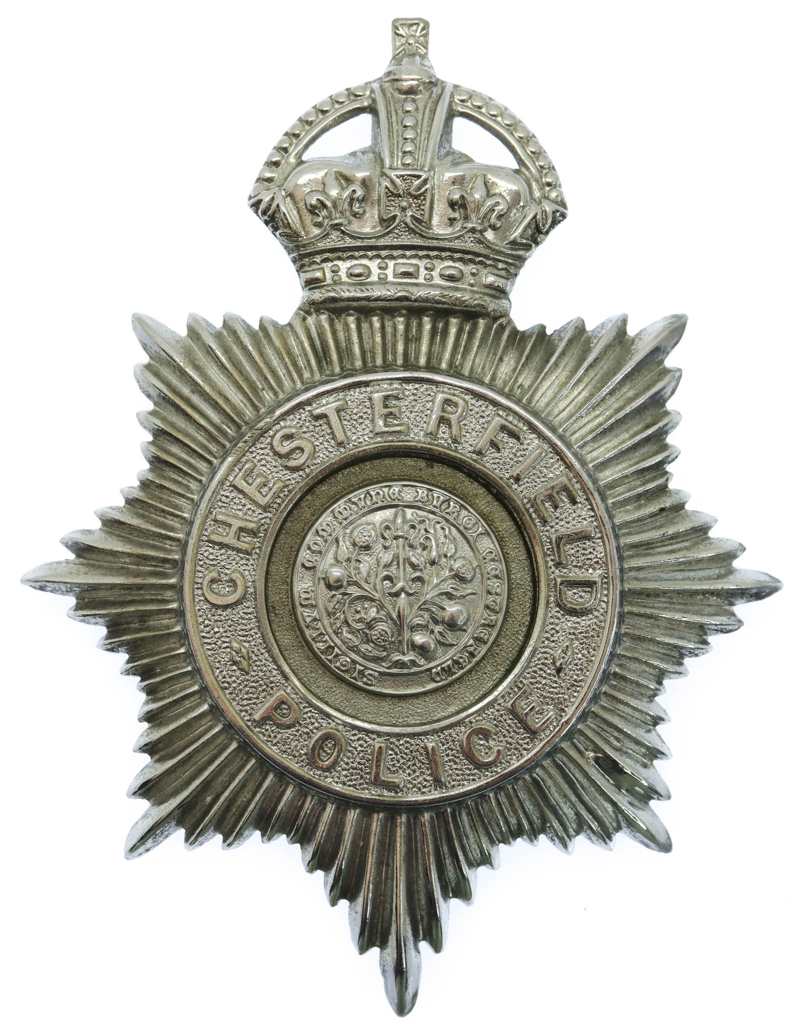 Chesterfield Borough Police Helmet Plate - King's Crown
