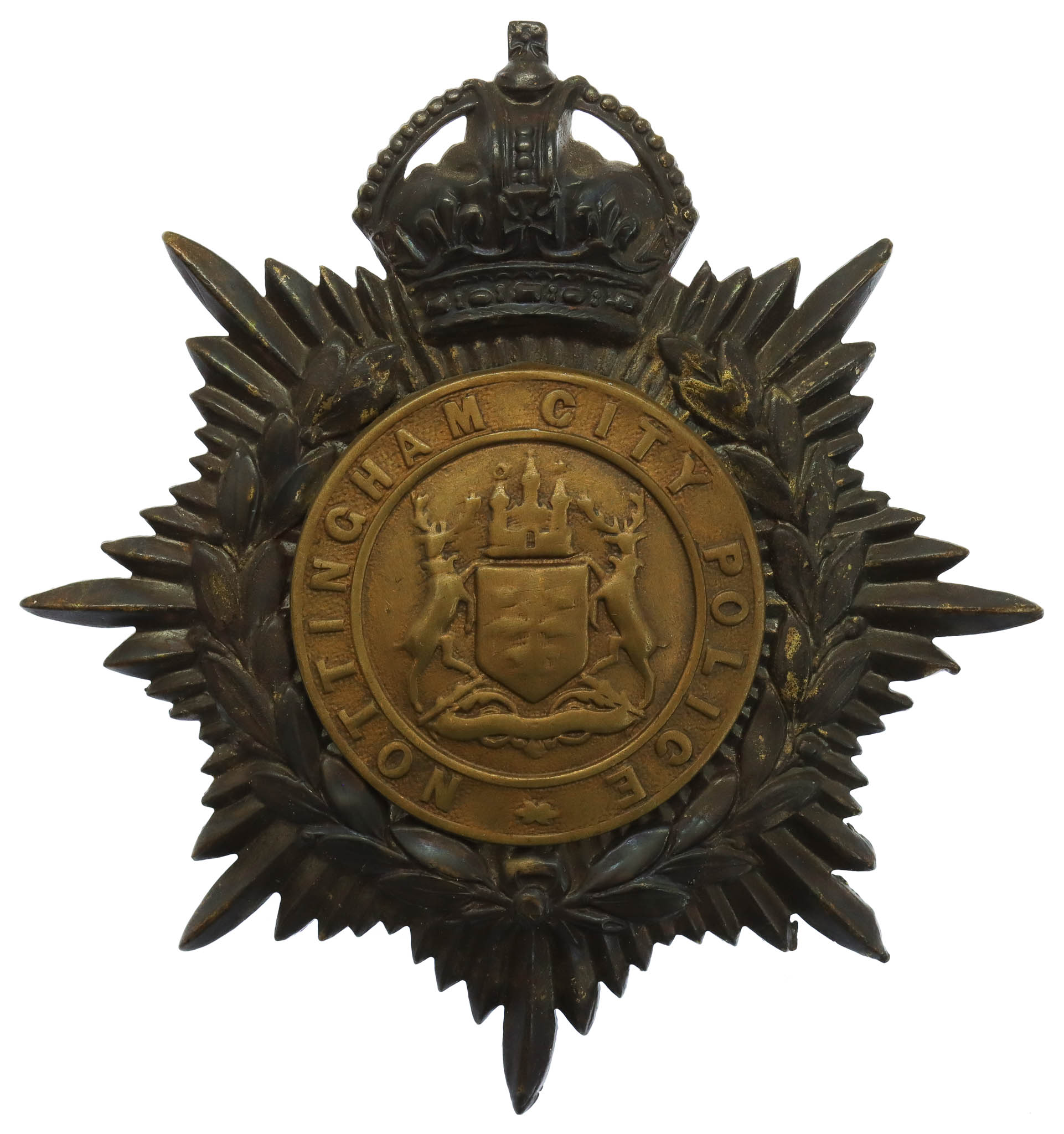 Nottingham City Police Night Helmet Plate - King's Crown