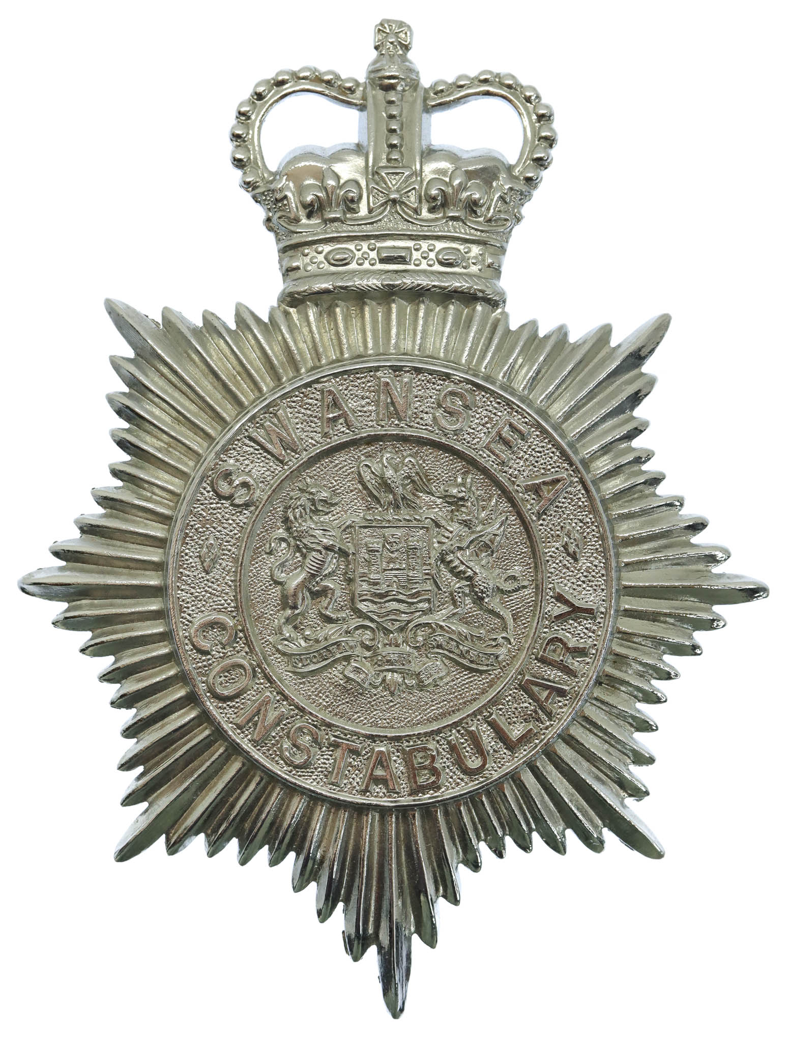 Swansea Constabulary Helmet Plate - Queen's Crown