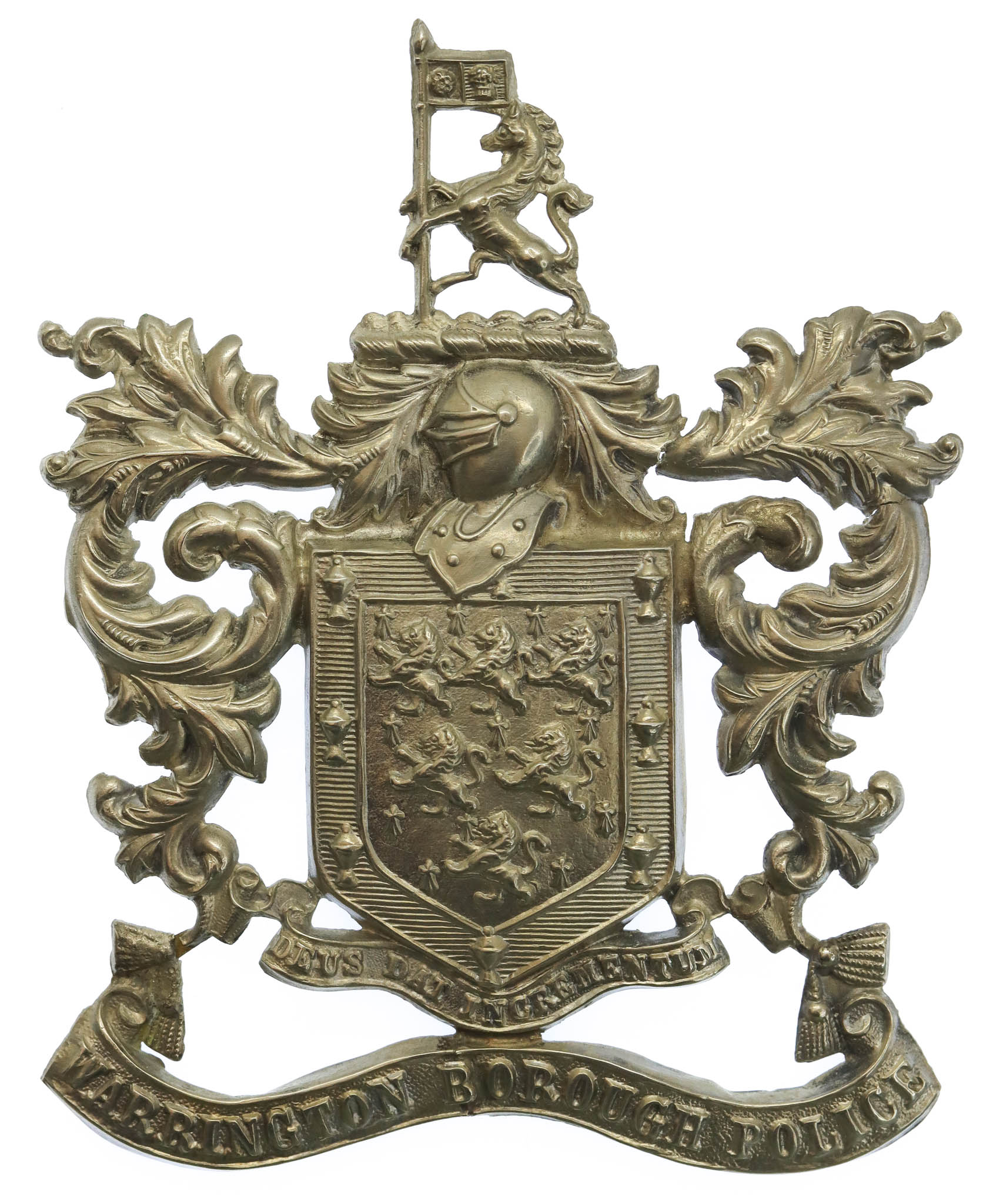 Warrington Borough Police Coat of Arms Helmet Plate