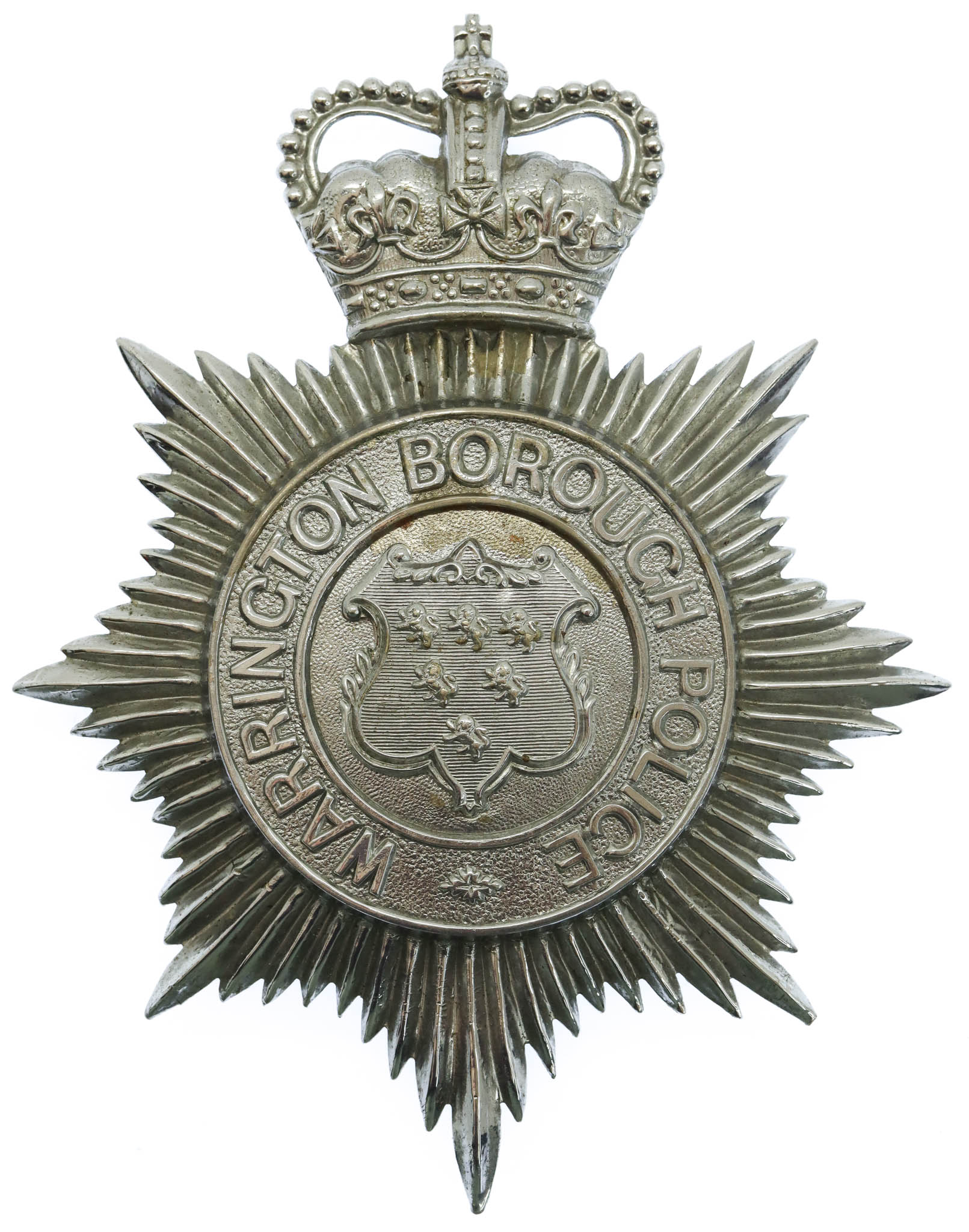 Warrington Borough Police Helmet Plate -Queen's Crown