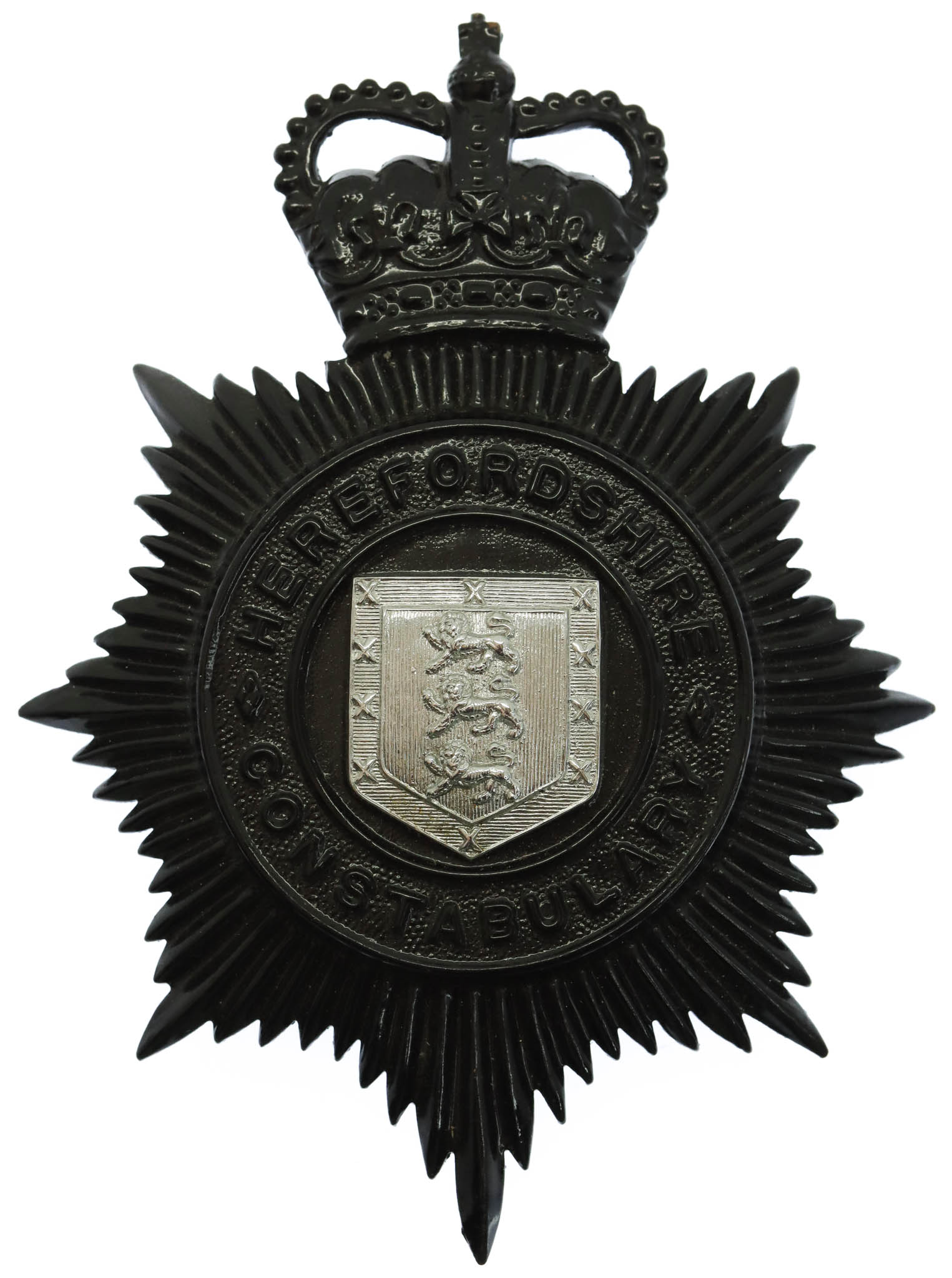Herefordshire Constabulary Night Helmet Plate - Queen's Crown