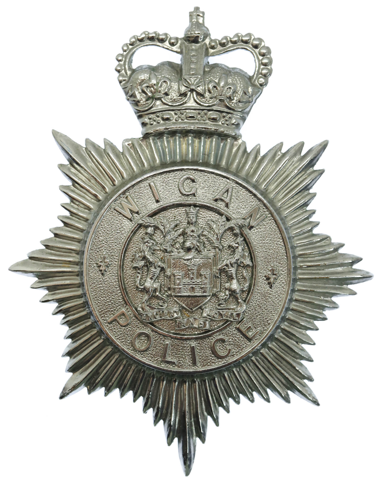 Wigan Borough Police Helmet Plate - Queen's Crown