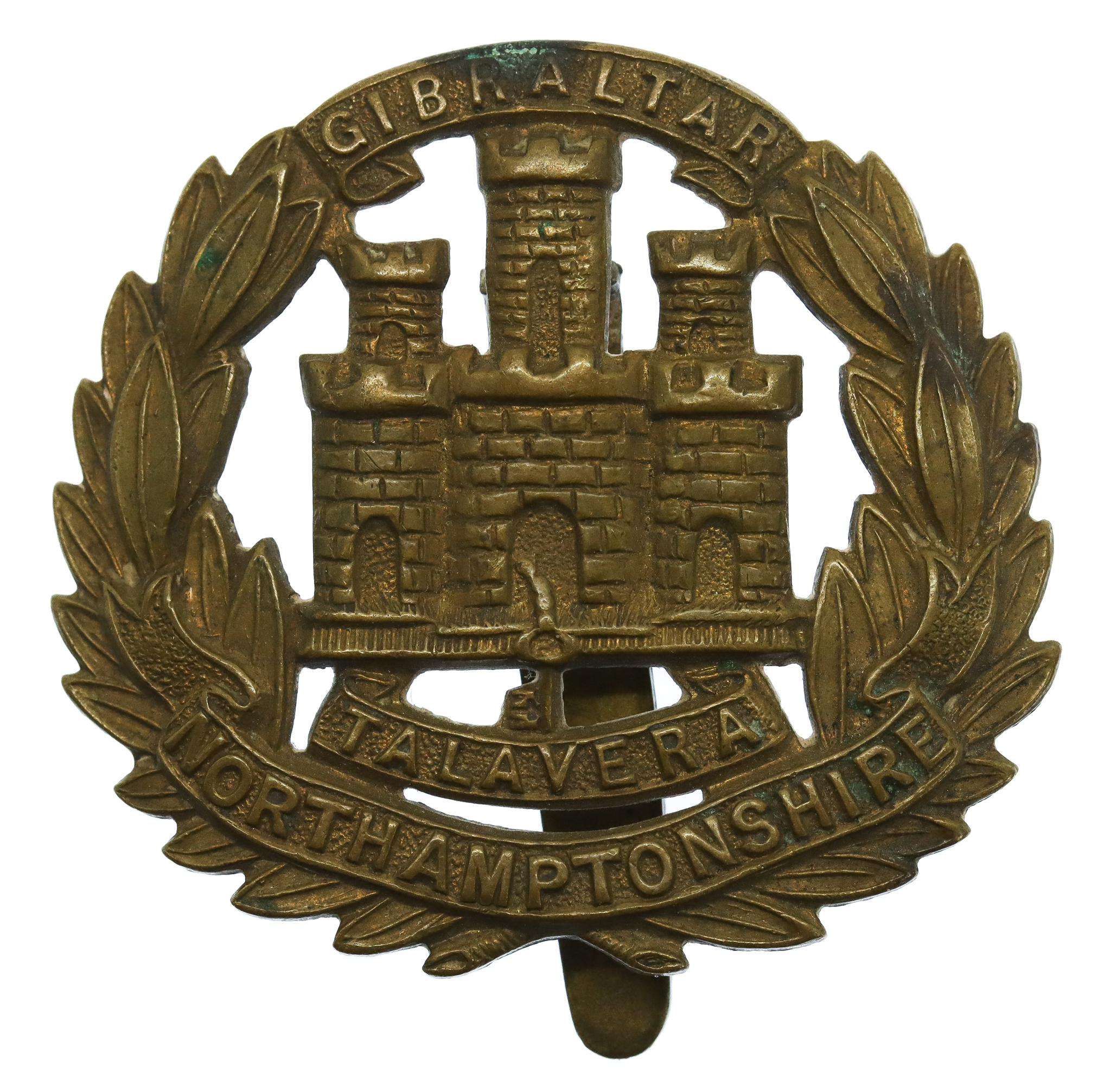 Northamptonshire Regiment WW1 All Brass Economy Cap Badge