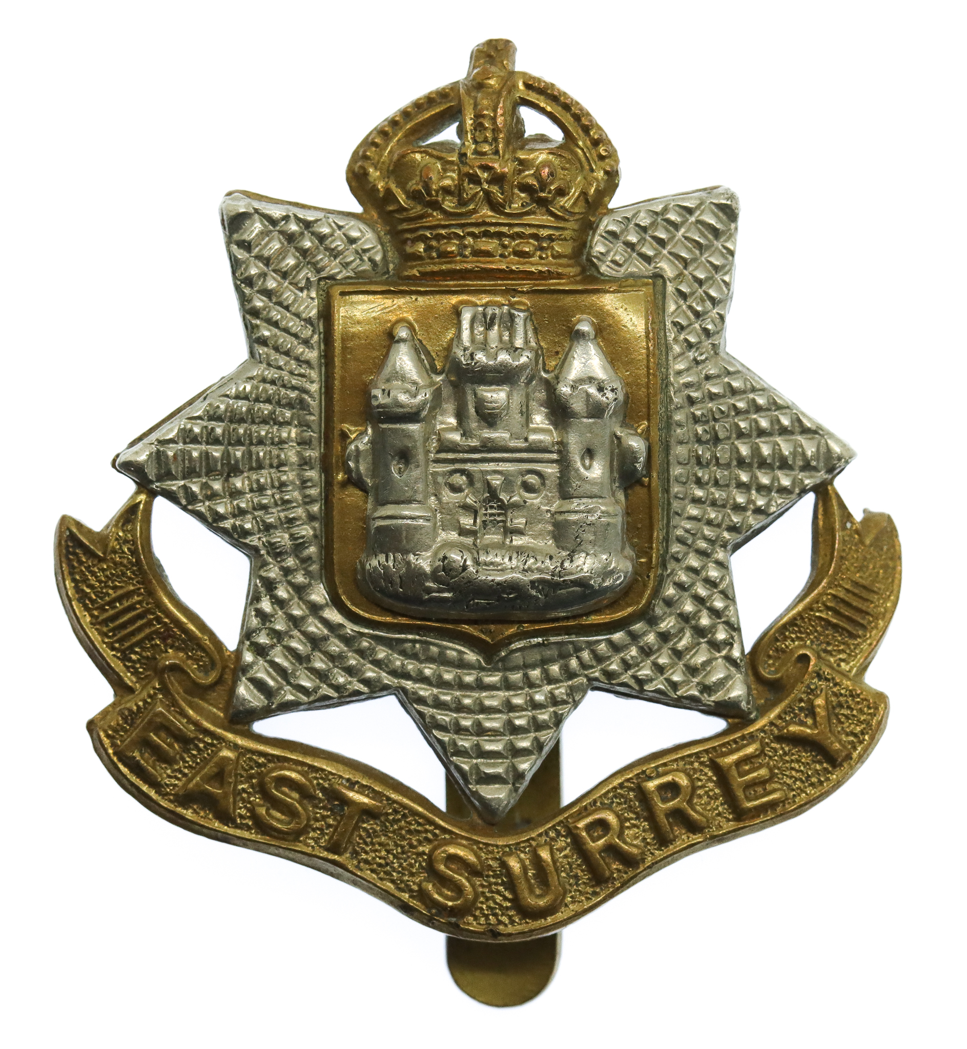 East Surrey Regiment Cap Badge - King's Crown