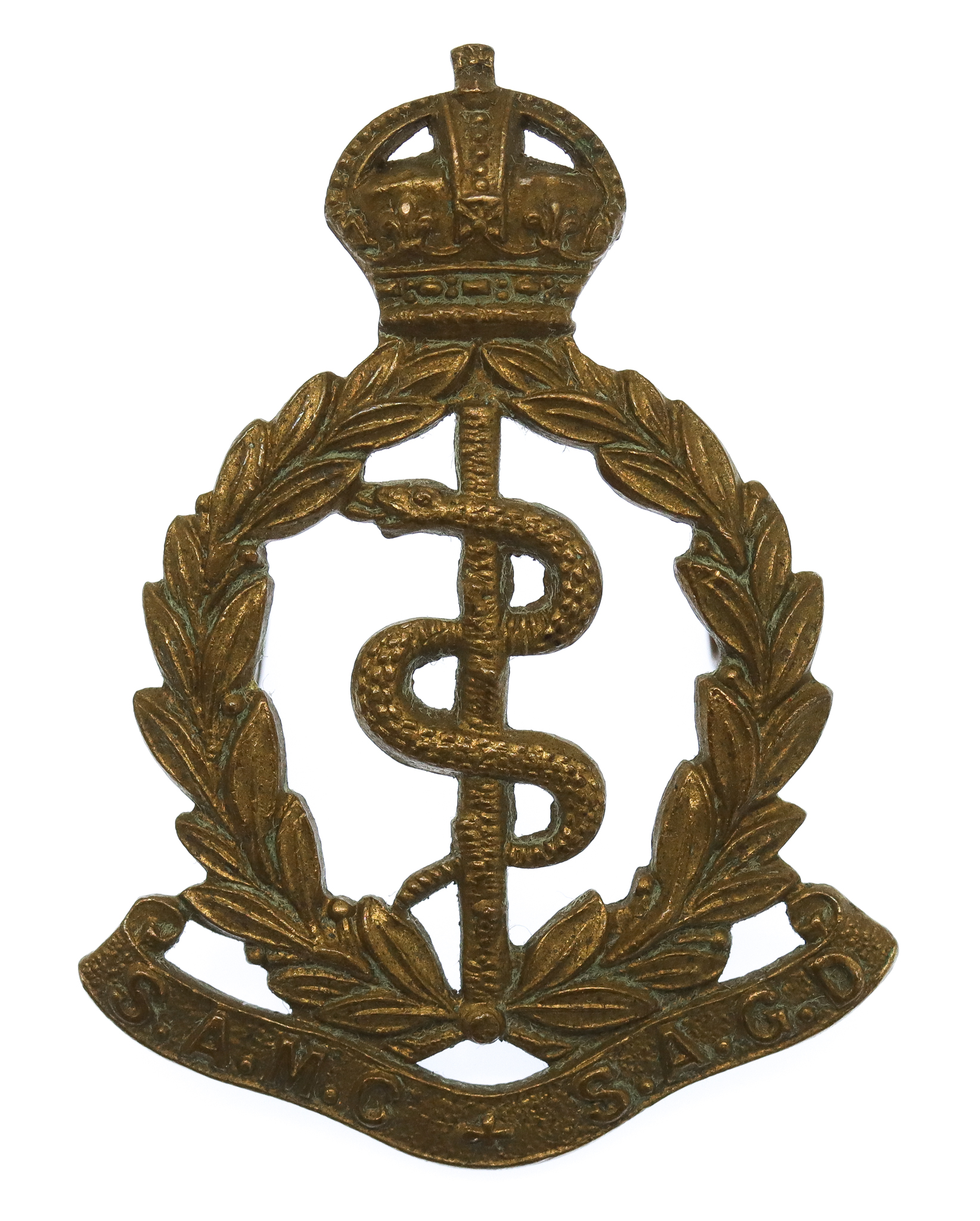 South African Medical Corps (S.A.M.C. - S.A.G.D.) Cap Badge - King's Crown