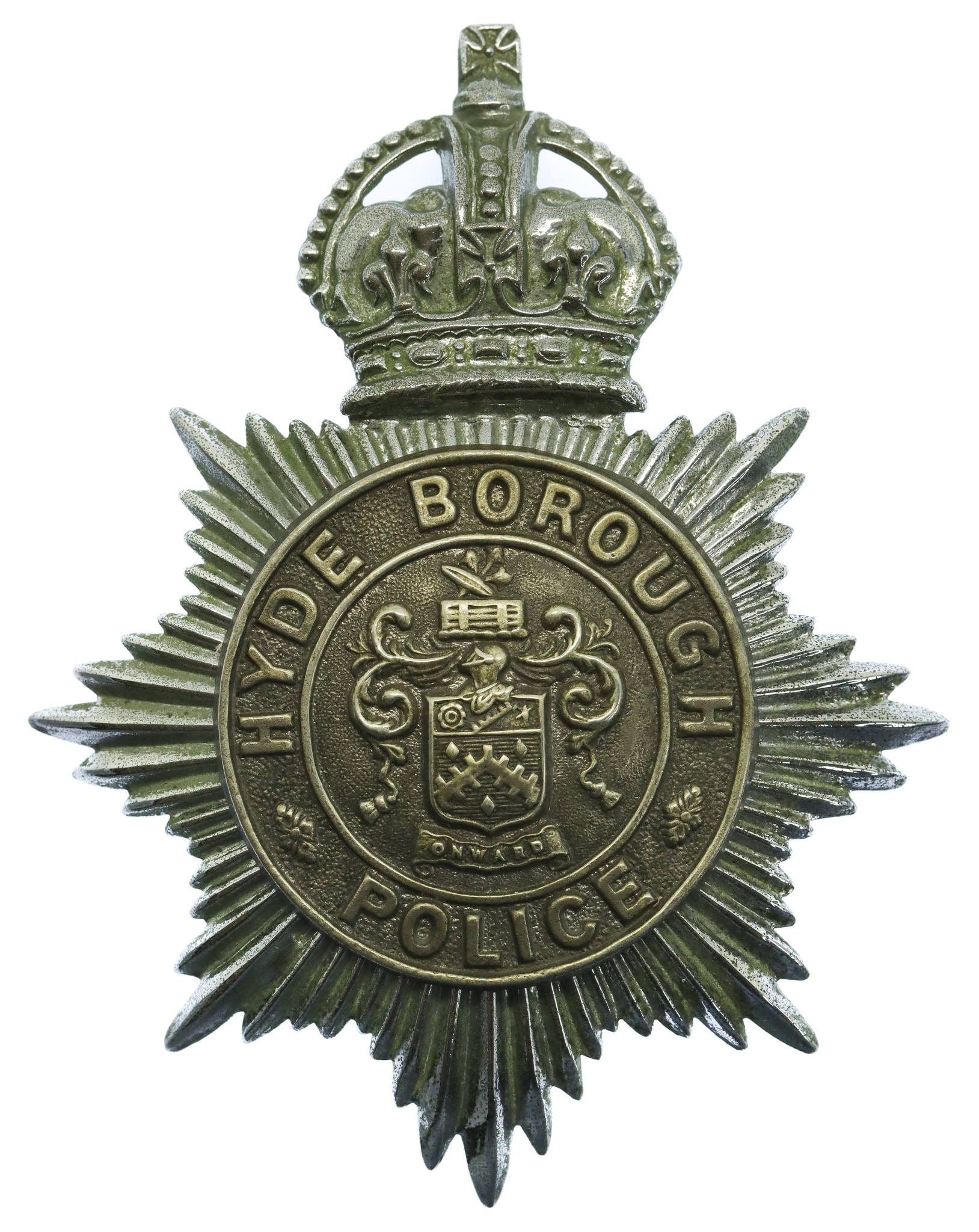 Hyde Borough Police Helmet Plate - King's Crown