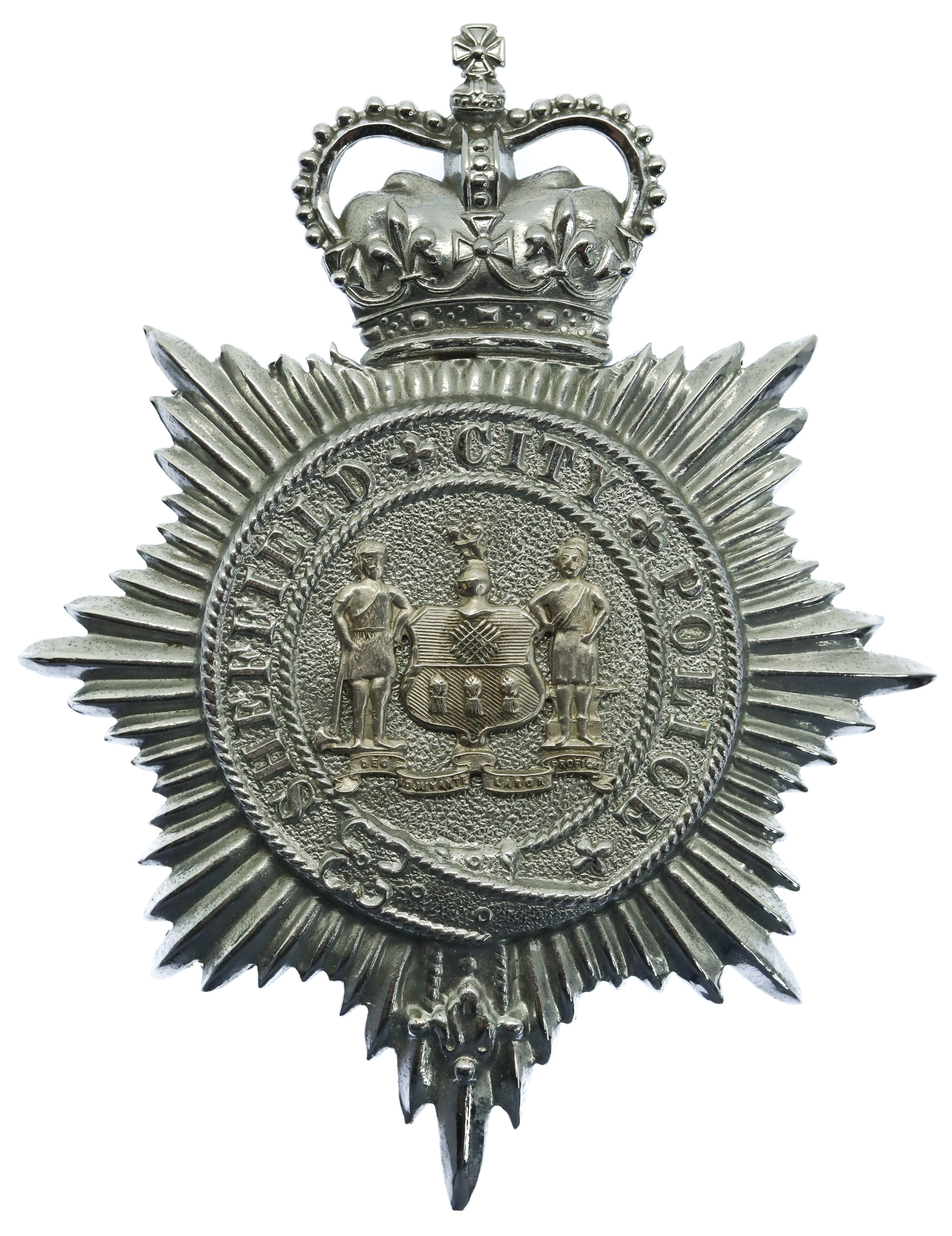 Sheffield City Police Helmet Plate - Queen's Crown