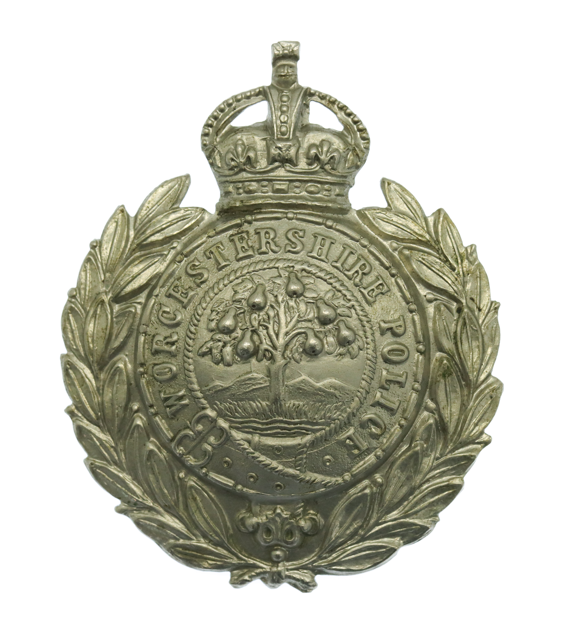 Worcestershire Constabulary Wreath Cap Badge - King's Crown