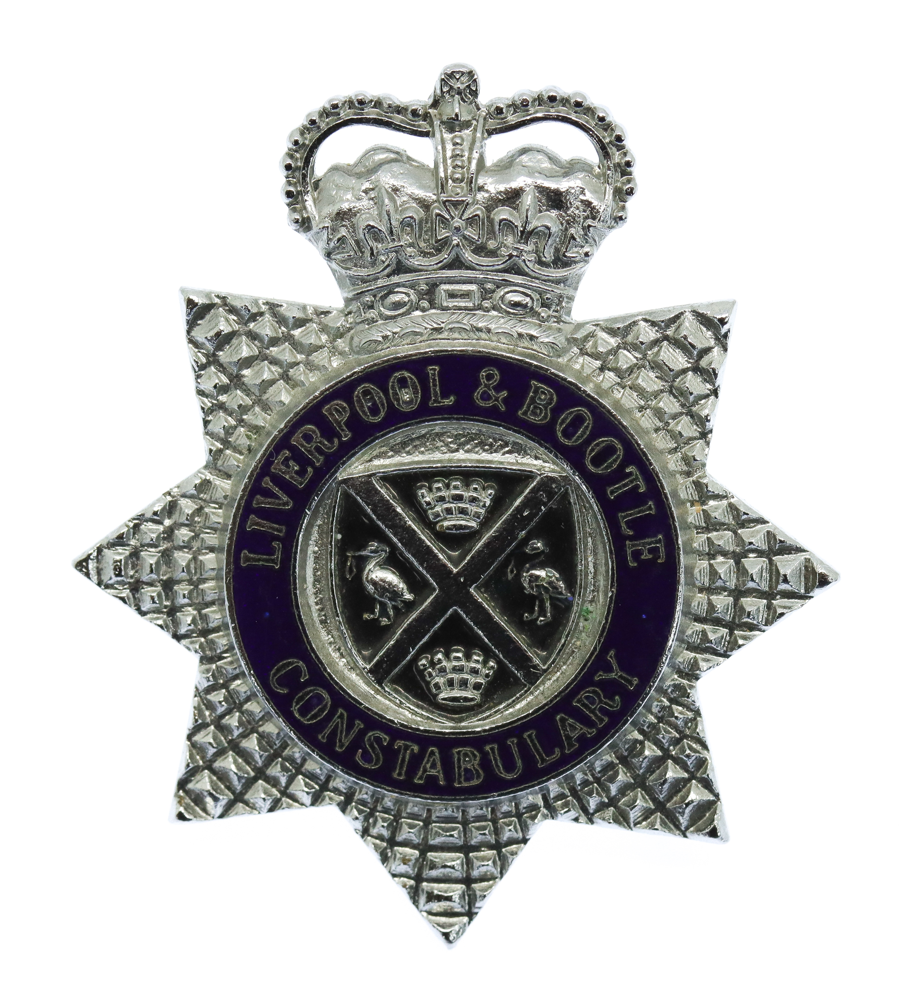 Liverpool & Bootle Constabulary Senior Officer's Enamelled Cap Badge - Queen's Crown