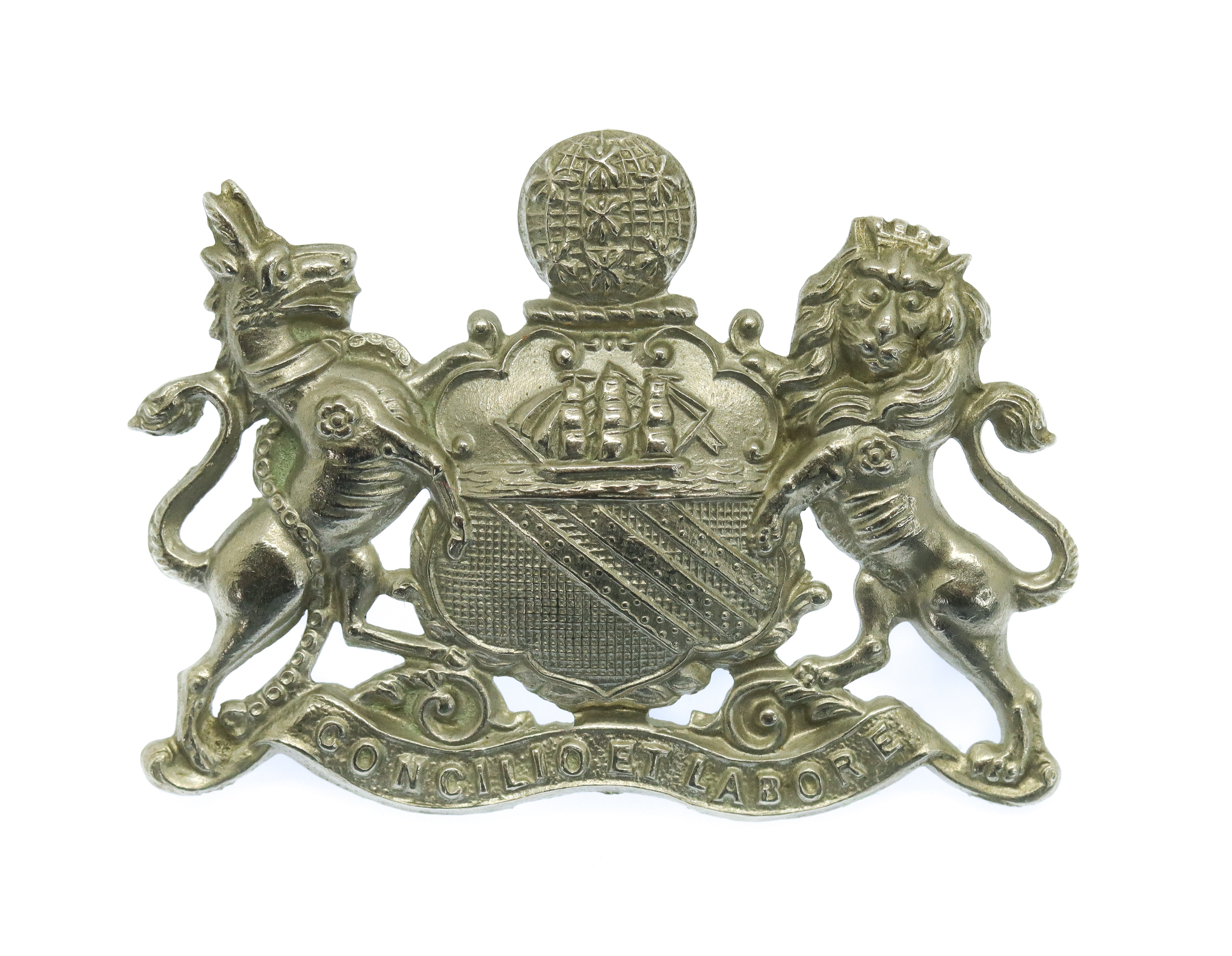 Manchester City Police Coat of Arms White Metal Cap Badge