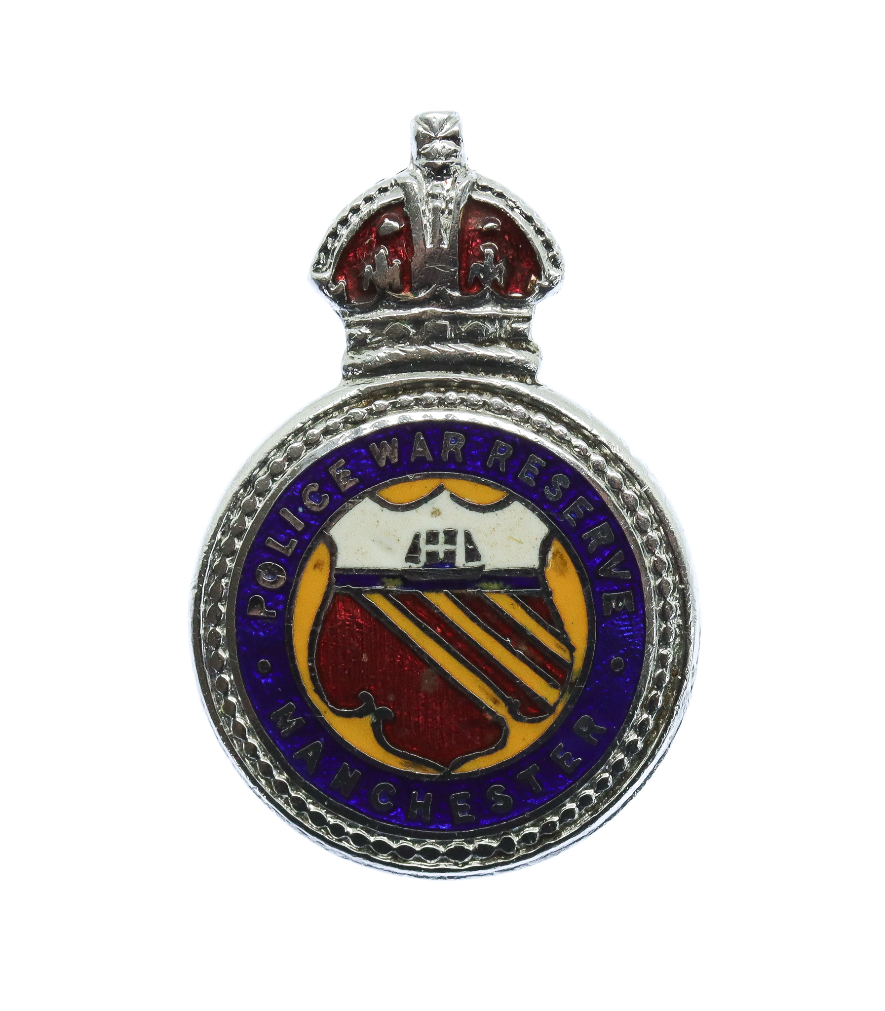 Manchester City Police War Reserve Enamelled Lapel Badge - King's Crown