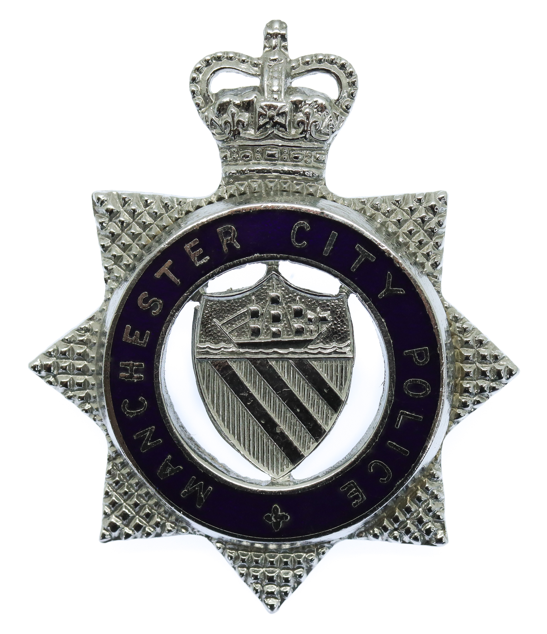 Manchester City Police Senior Officer's Enamelled Cap Badge - Queen's Crown (One Piece)