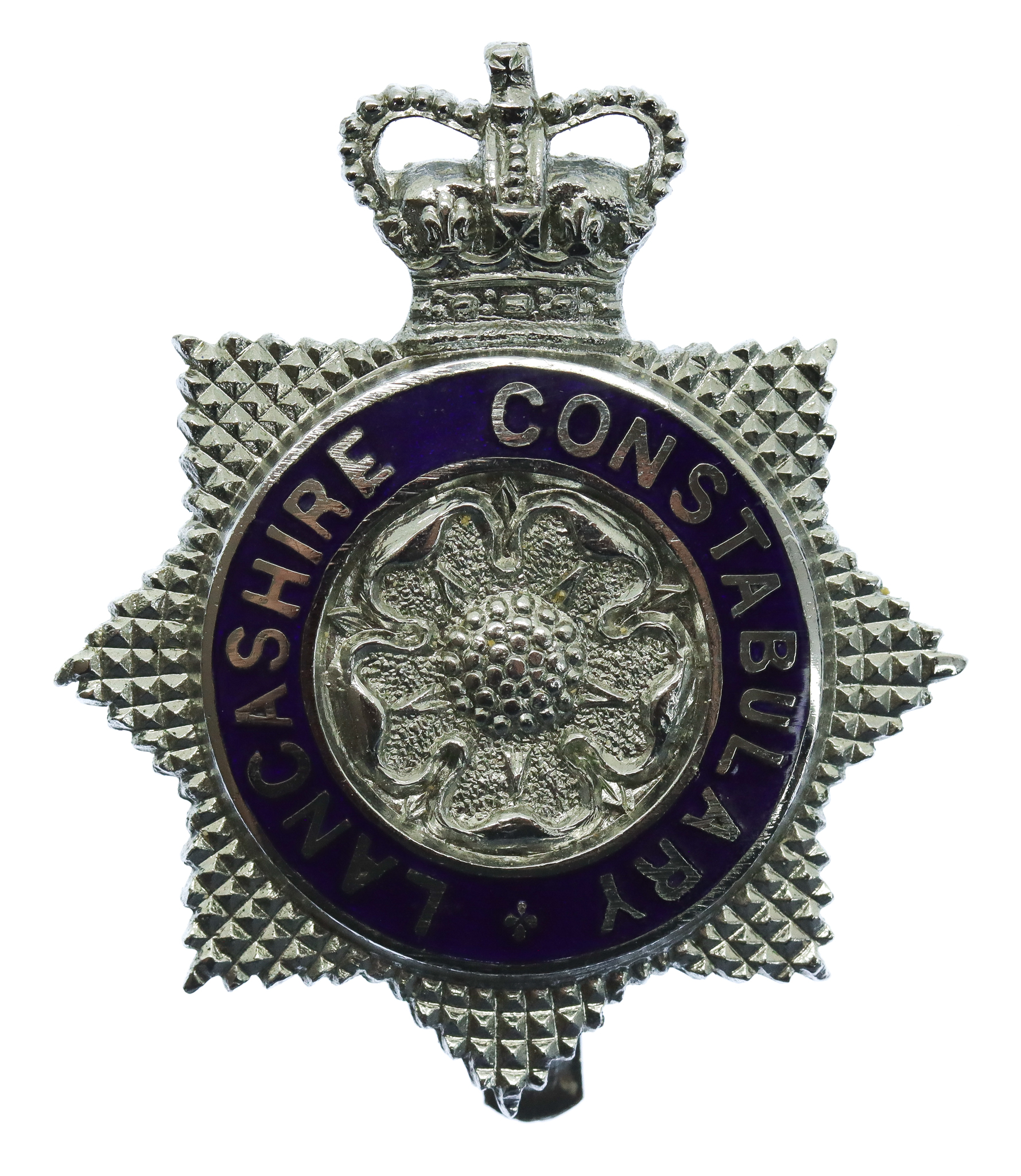 Lancashire Constabulary Enamelled Star Cap Badge - Queen's Crown