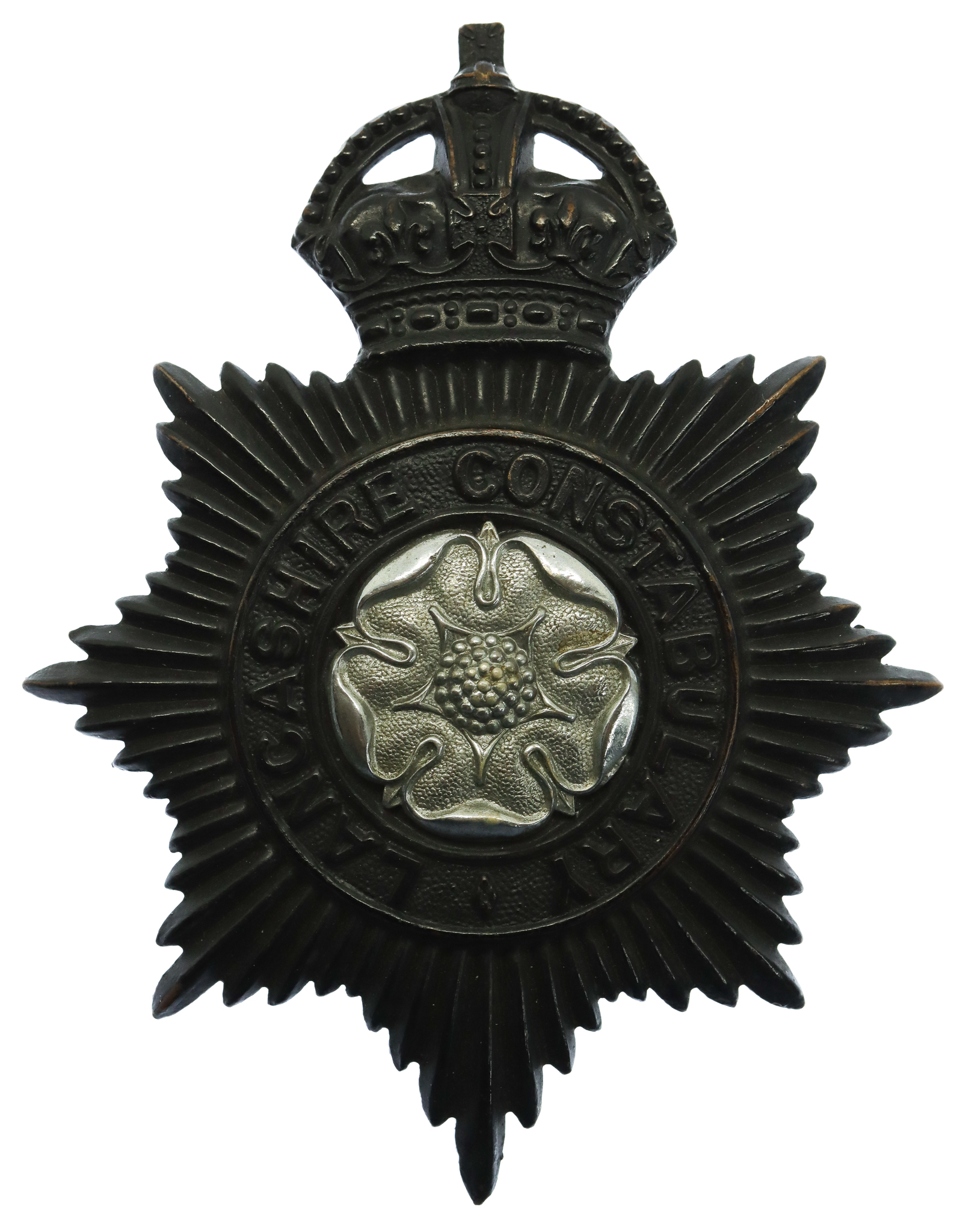 Lancashire Constabulary  Night Helmet Plate - King's Crown