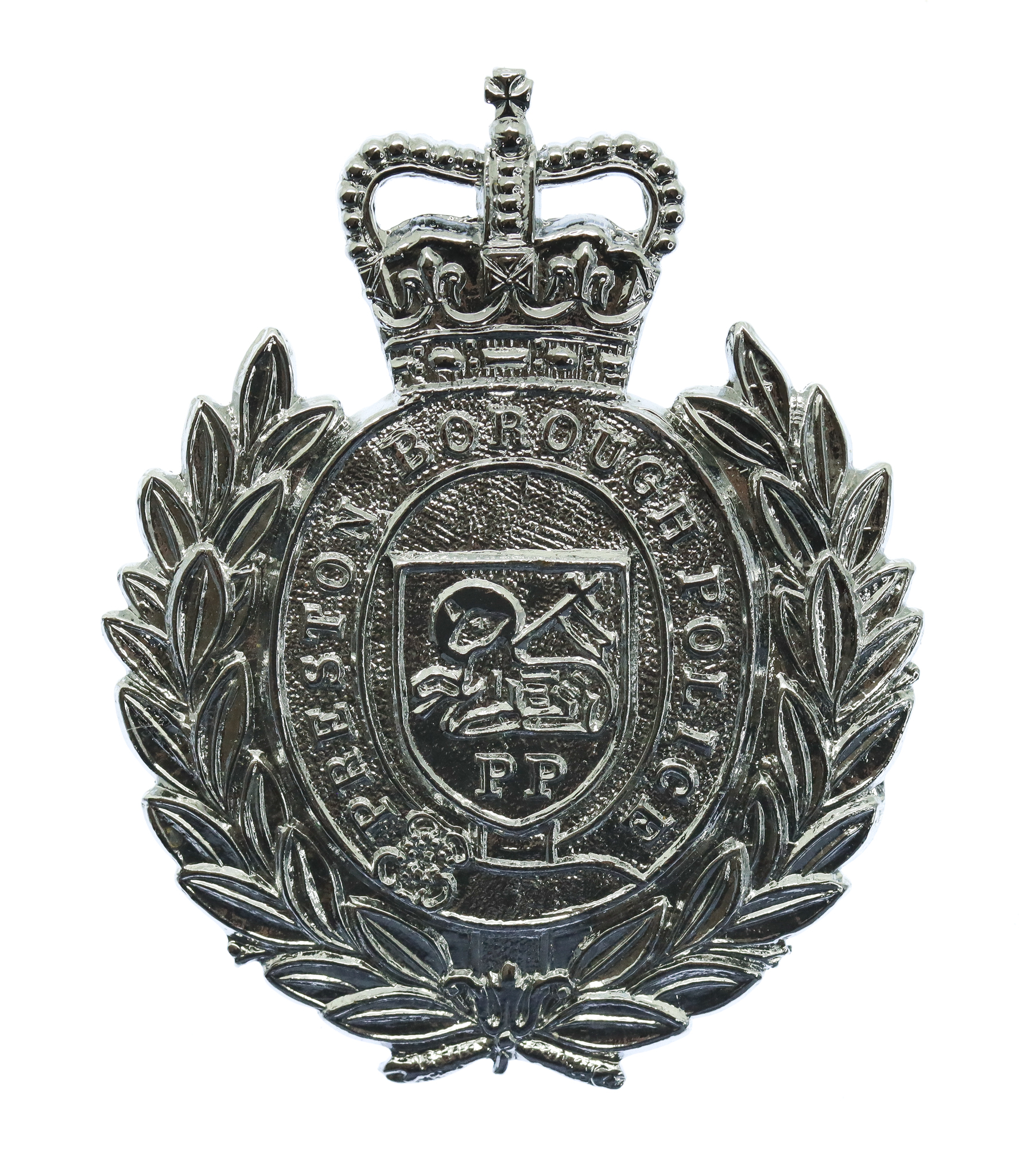 Preston Borough Police Wreath Cap Badge - Queen's Crown