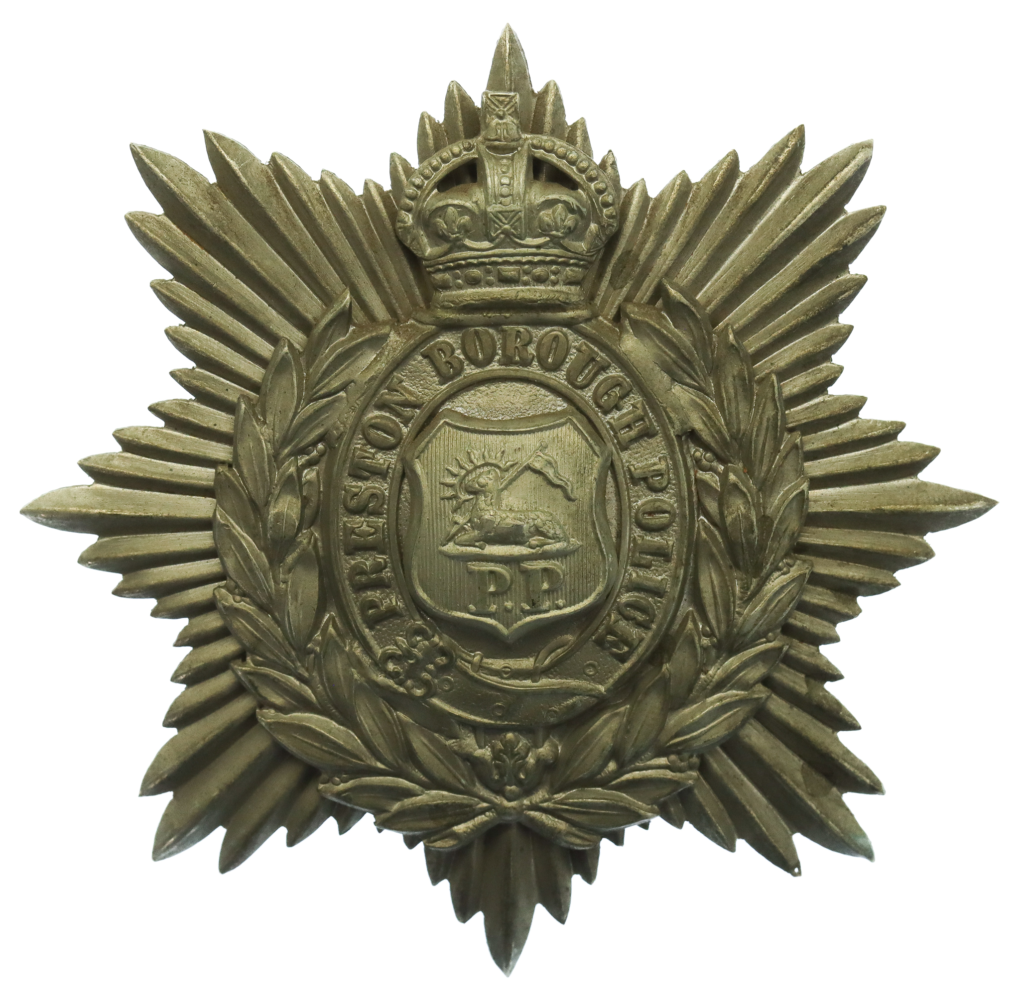 Preston Borough Police Helmet Plate - King's Crown