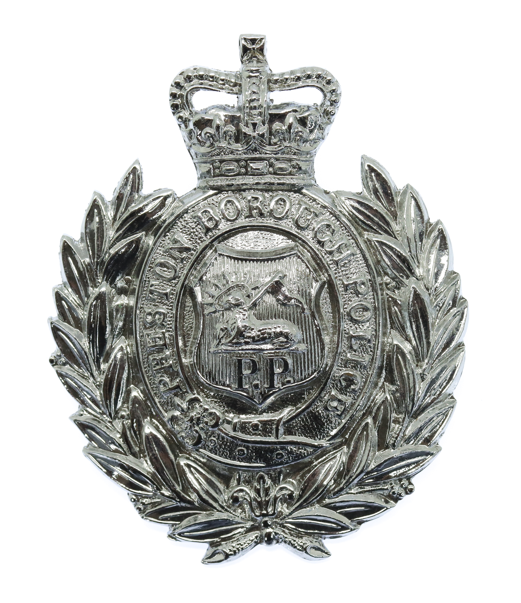 Preston Borough Police Wreath Cap Badge - Queen's Crown