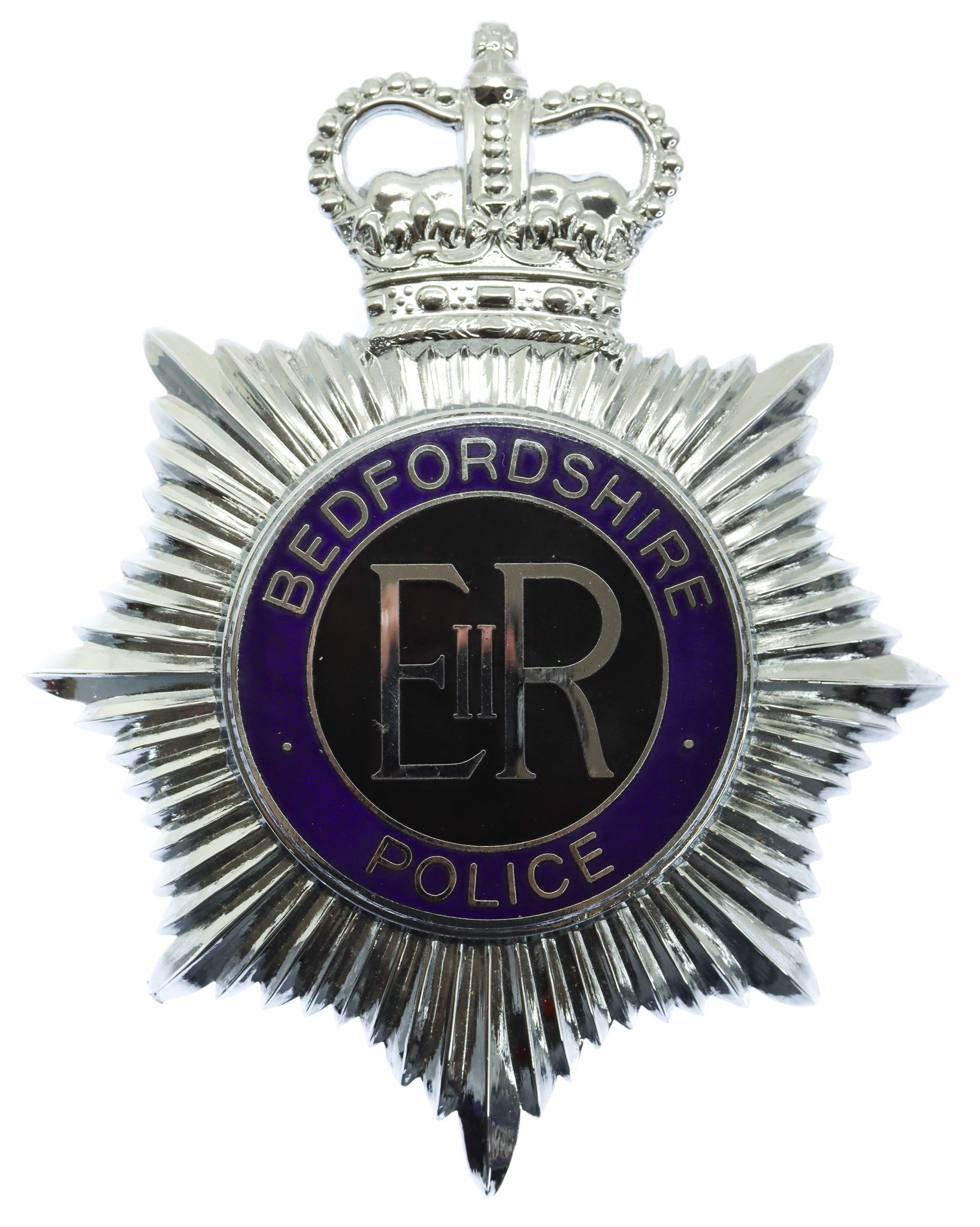 Bedfordshire Police Enamelled Helmet Plate - Queen's Crown