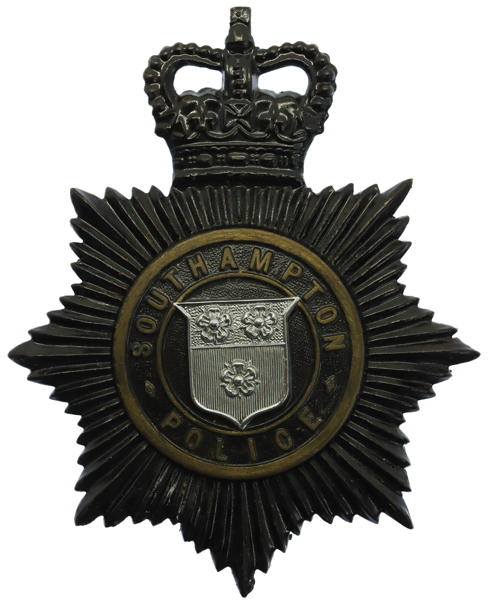Southampton Police Night Helmet Plate - Queen's Crown